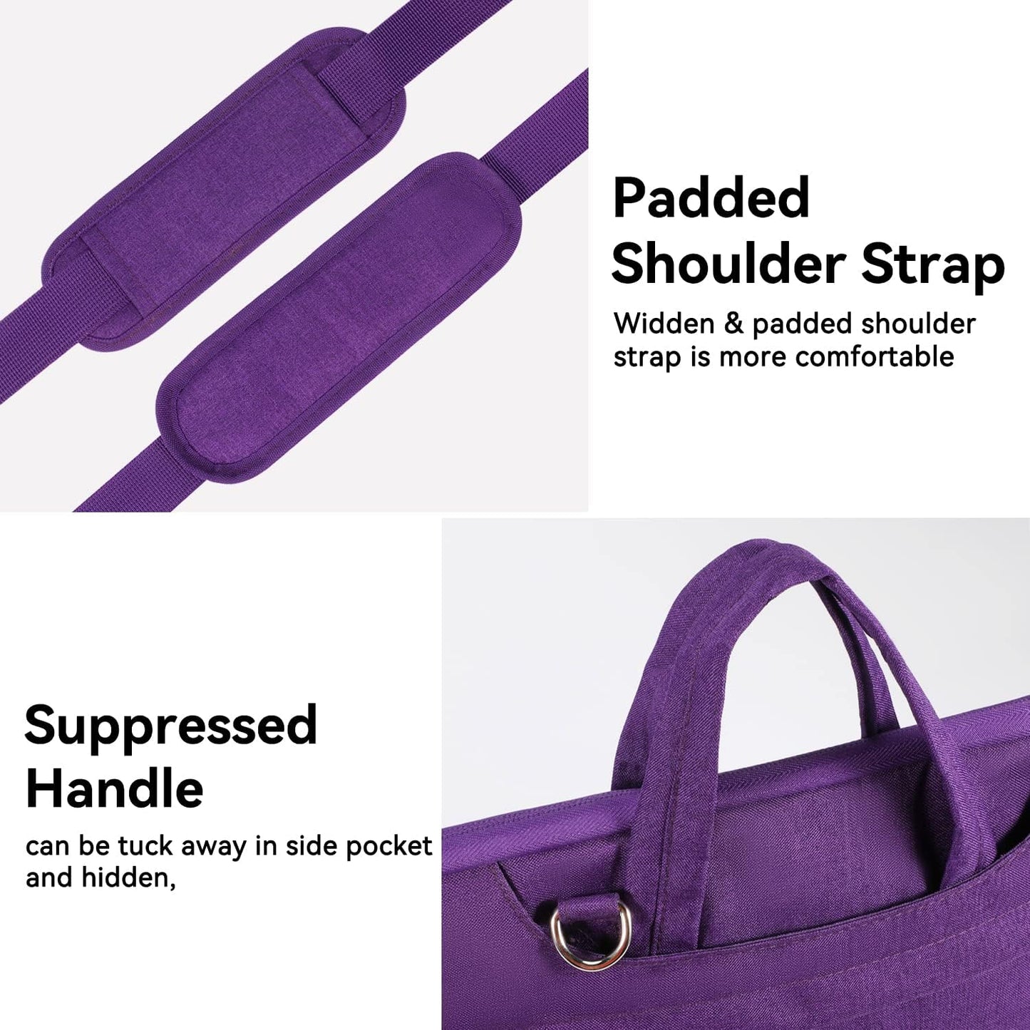 Voova Laptop Bag 13 14 Inch for Women, Waterproof Computer Sleeve Carrying Case with Shoulder Straps & Handle Compatible with Macbook Air 13 M2/M3/M4, MacBook Pro 13/14, HP Chromebook 14, Purple