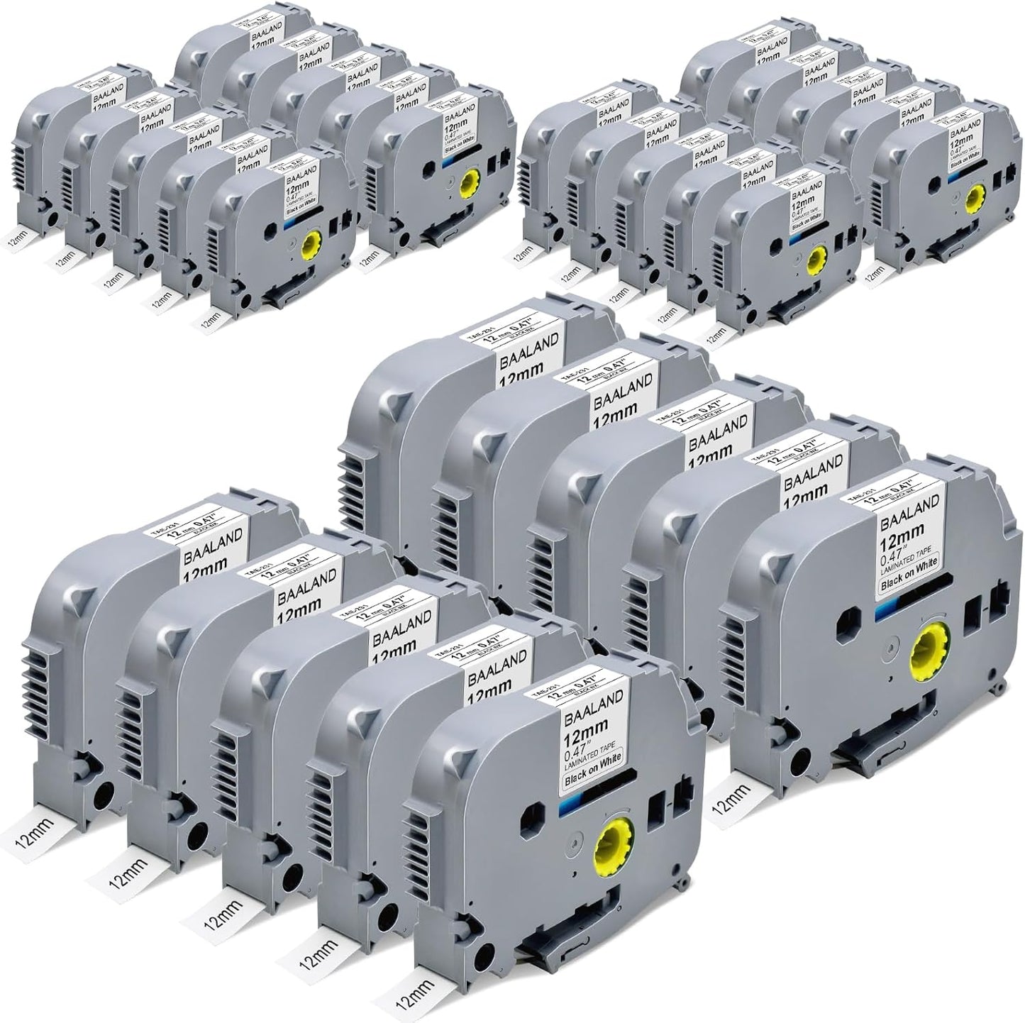 30-Pack Label Maker Tape TZe231 12mm 0.47 Inch Laminated White Tz Tape Replacement for Brother P Touch Label Maker Tape Compatible for Label Maker PT D210 D220 D200 H100 D400 1280, Black on White