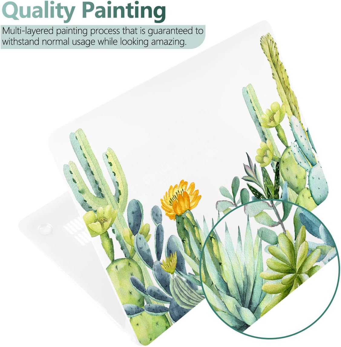 Batianda Case for MacBook Air 13 Inch M1 2020 2019 2018 Release Model A2337 A2179 A1932 with Retina & Touch ID, Plastic Hard Shell Cover with Match Keyboard Cover & Screen Protector,Plants & Cactus