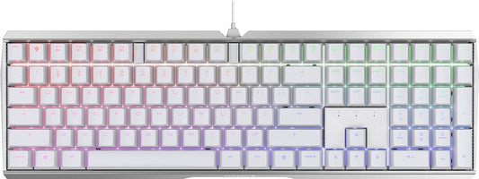 Cherry MX 3.0 S Wired Mechanical Gaming Keyboard. Aluminum Housing Built for Gamers w/MX Red Switches. RGB Backlit Color Display Over 16m Colors. from The Makers of MX. Full Size. Pure White.