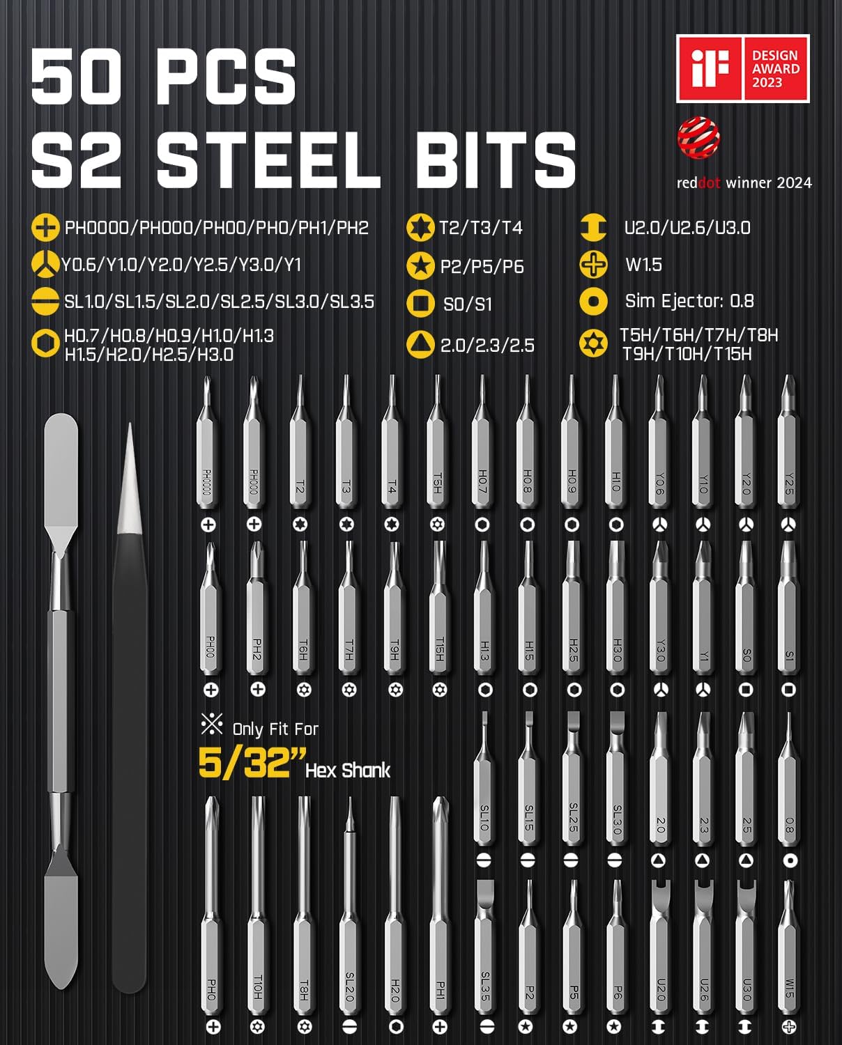 Fanttik E1 Max Electric Screwdriver, Mini Precision Screwdriver Set, 50 Magnetic Bits, Magnetic Storage, 5/32‘’Hex, Repair Tool Kit for Electronics Phone Camera Laptop Watch (Silver)