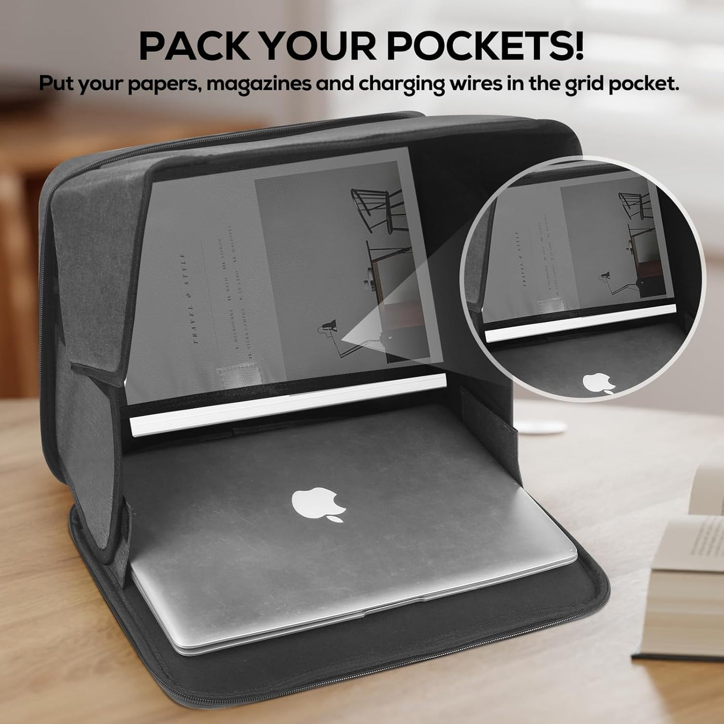 Laptop Sun Shade & Privacy Shield – Premium Physical Filter for 12-14" Laptops, Overheating, Adjustable and Foldable for Outdoor Work