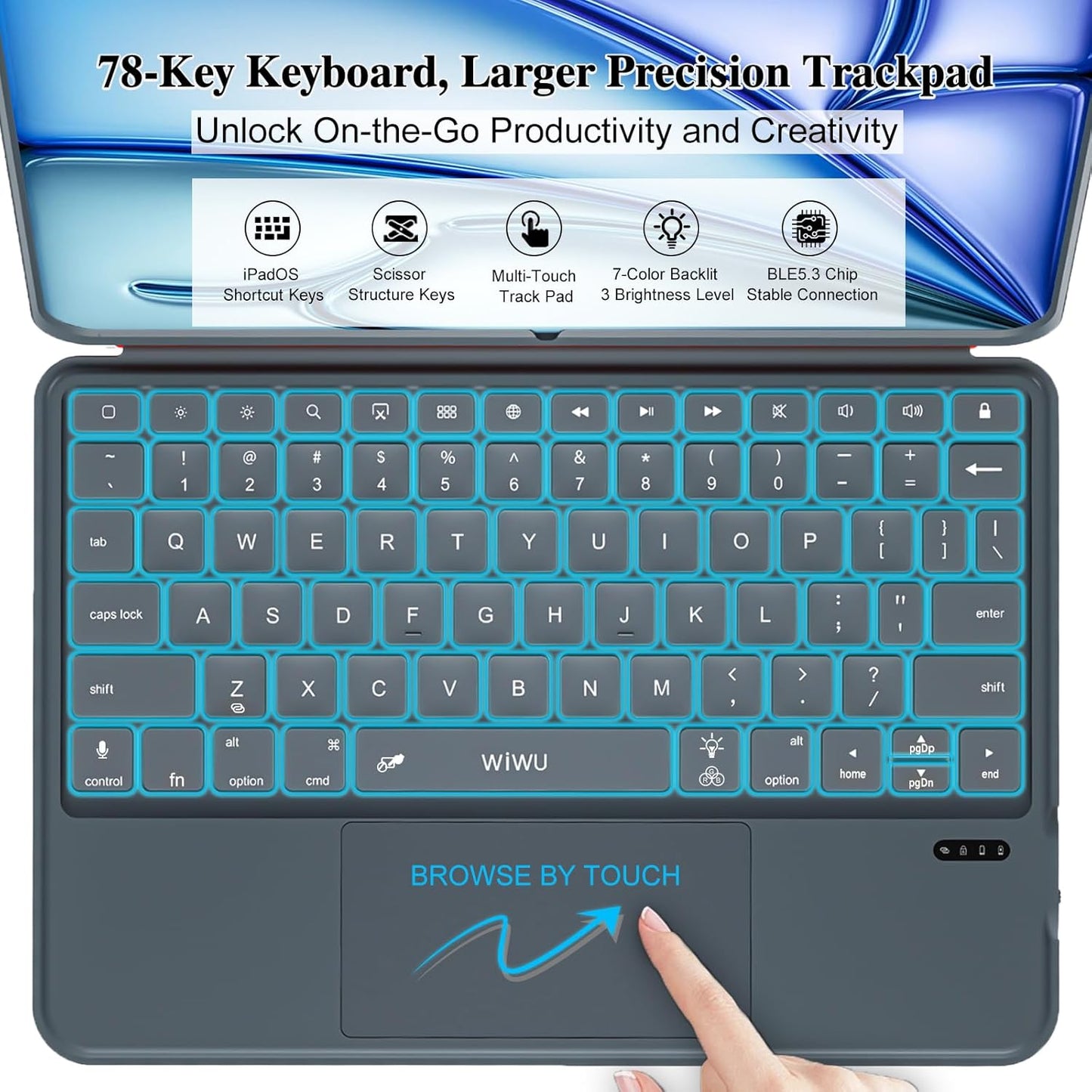 iPad Air 11 inch Case with Keyboard (M3 M2 2025 2024),Pro 11,iPad A16 11th/10th,Flex Magnetic Detachable Keyboard with Trackpad,Backlit Keys,Adjustable Stand,Slim for Air 5th/4th Gen 10.9 inch (Gray)