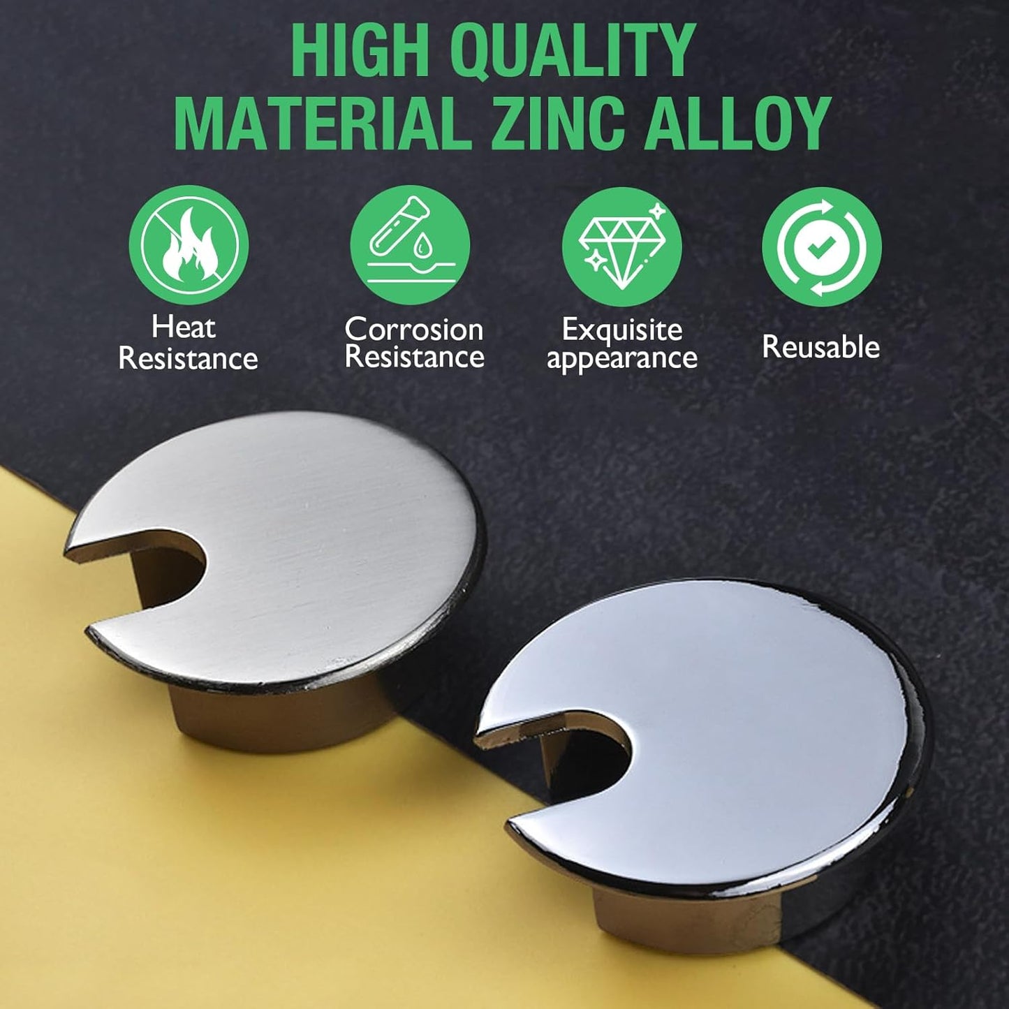 2 Pcs Desk Grommet 1-3/8" / 35 mm, Desk Cord Hole Cover, Cable Grommet Metal Zinc Alloy Materilal, Desk Hole Grommet for Home & Office Pc, Detachable Cable Cord Organizer-Bronze