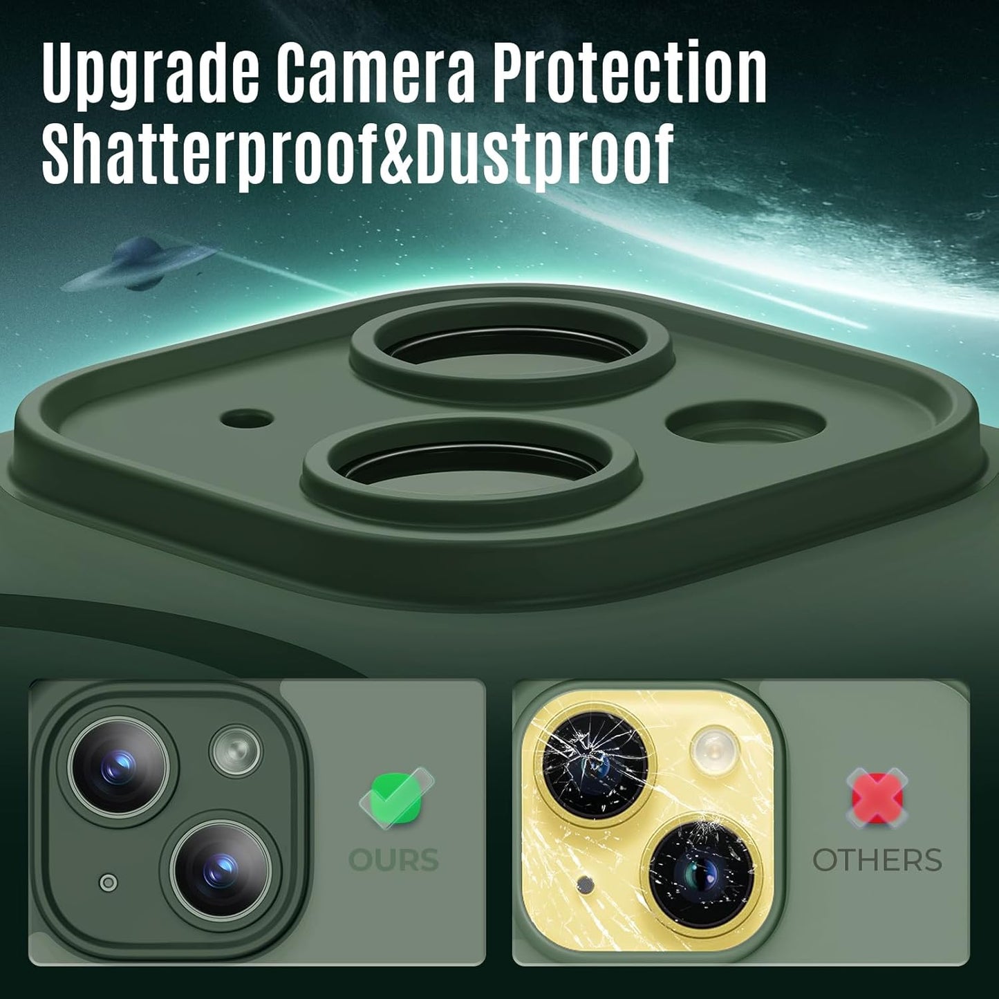 Designed for iPhone 14 Case, Compatible with MagSafe, with Privacy Screen Protectors X2, [Camera Protection] [15FT Military Drop Protection] Shockproof Phone Case, 6.1", Alpine Green