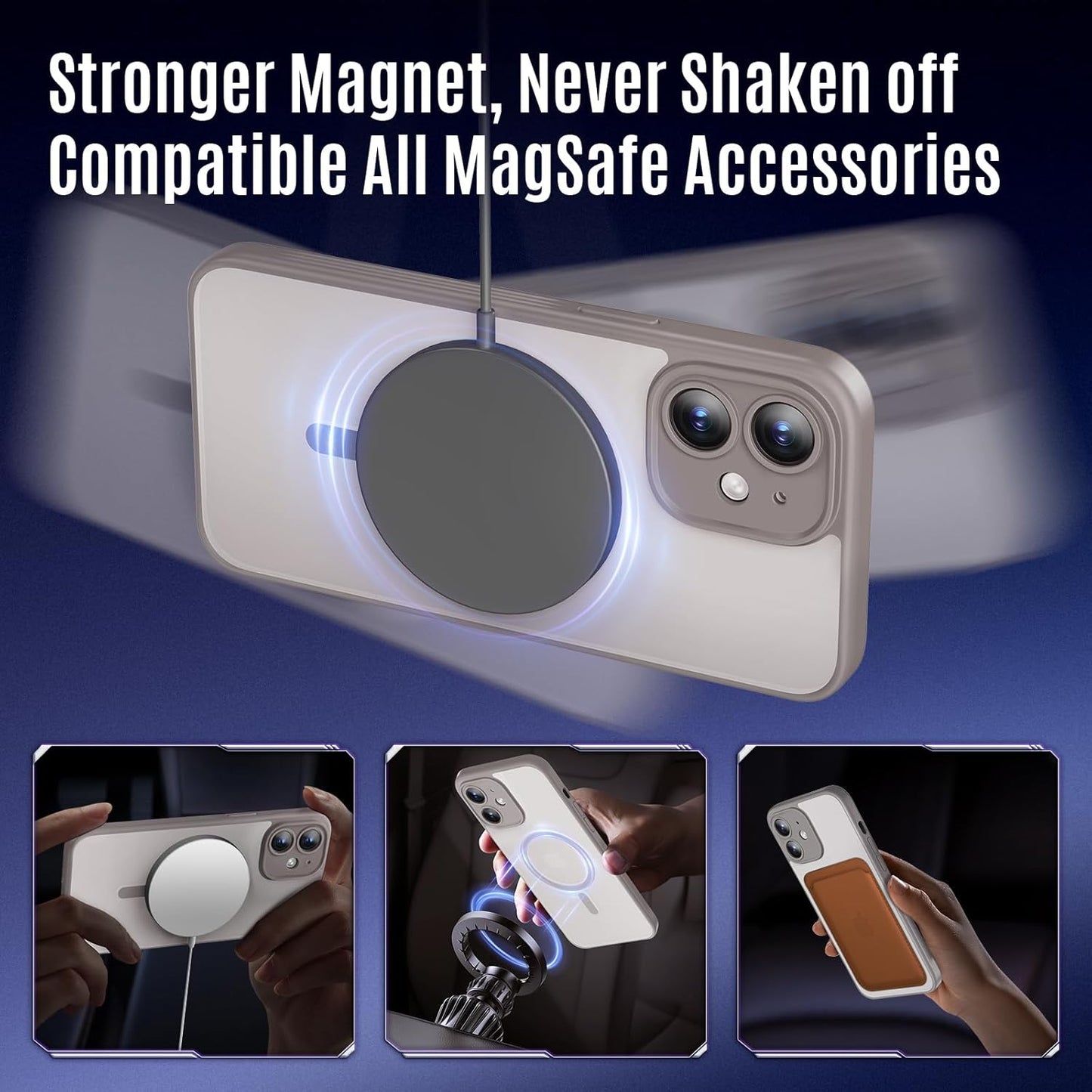 Designed for iPhone 12 Case, Compatible with MagSafe, with Privacy Screen Protectors X2, [Camera Protection] [15FT Military Drop Protection] Shockproof Phone Case, 6.1", Natural Titanium