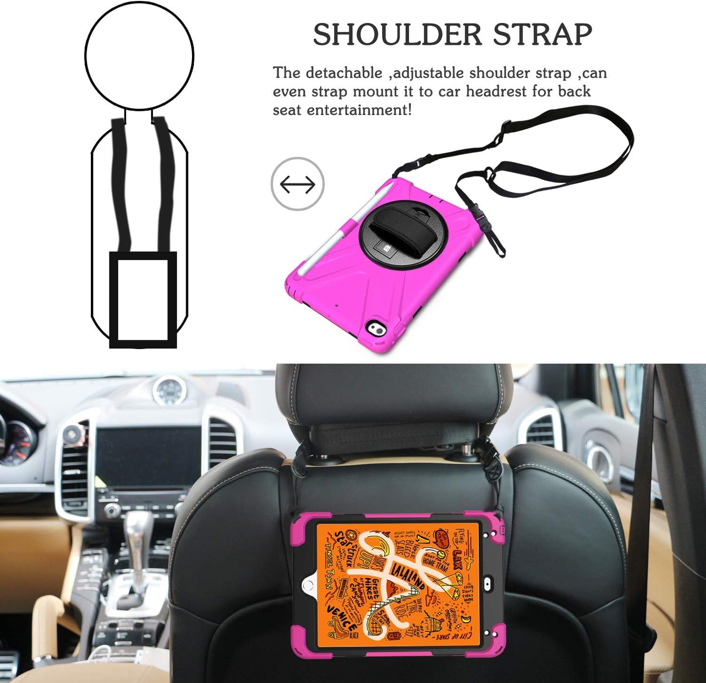 BRAECN iPad mini 5 Case,iPad mini 4 Case, Heavy Duty Shockproof Protective Rugged Case with Pencil Holder,Hand Strap,Kickstand, Shoulder Strap for iPad mini 5th/4th Generation 7.9 Inch for Kids