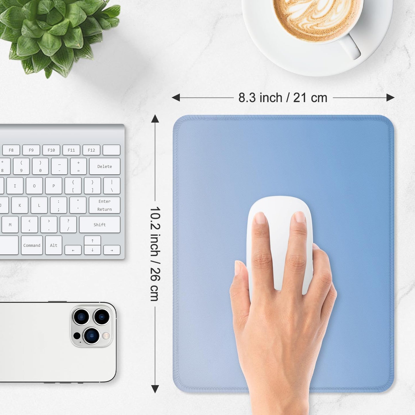 ITNRSIIET Mouse Pad Non-Slip Rubber Base Smooth Surface Stitched Edges Waterproof Durable Compatible with All Mice for Office & Gaming, Desk Accessory, 10.2x8.3x0.12 inch, Azure Gradient