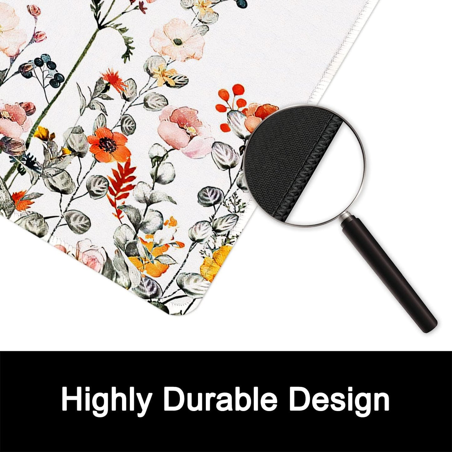 ITNRSIIET Mouse Pad with Stitched Edge Premium Textured Smooth Precise Operation Waterproof Washable Non-Slip Rubber Base Desktop Protection Mat, 10.2×8.3×0.12 inches, Wildflowers