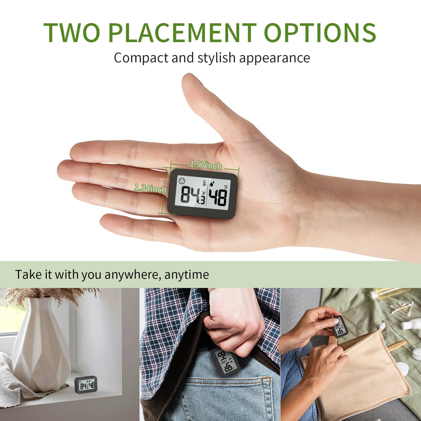 DOOMAY Mini Hygrometer Indoor Thermometer, Humidity Gauge with ℃/℉ Switch, Humidity Meter Digital Temperature Monitor for Greenhouse Babyroom Cellar Reptile Incubator Closet (4)