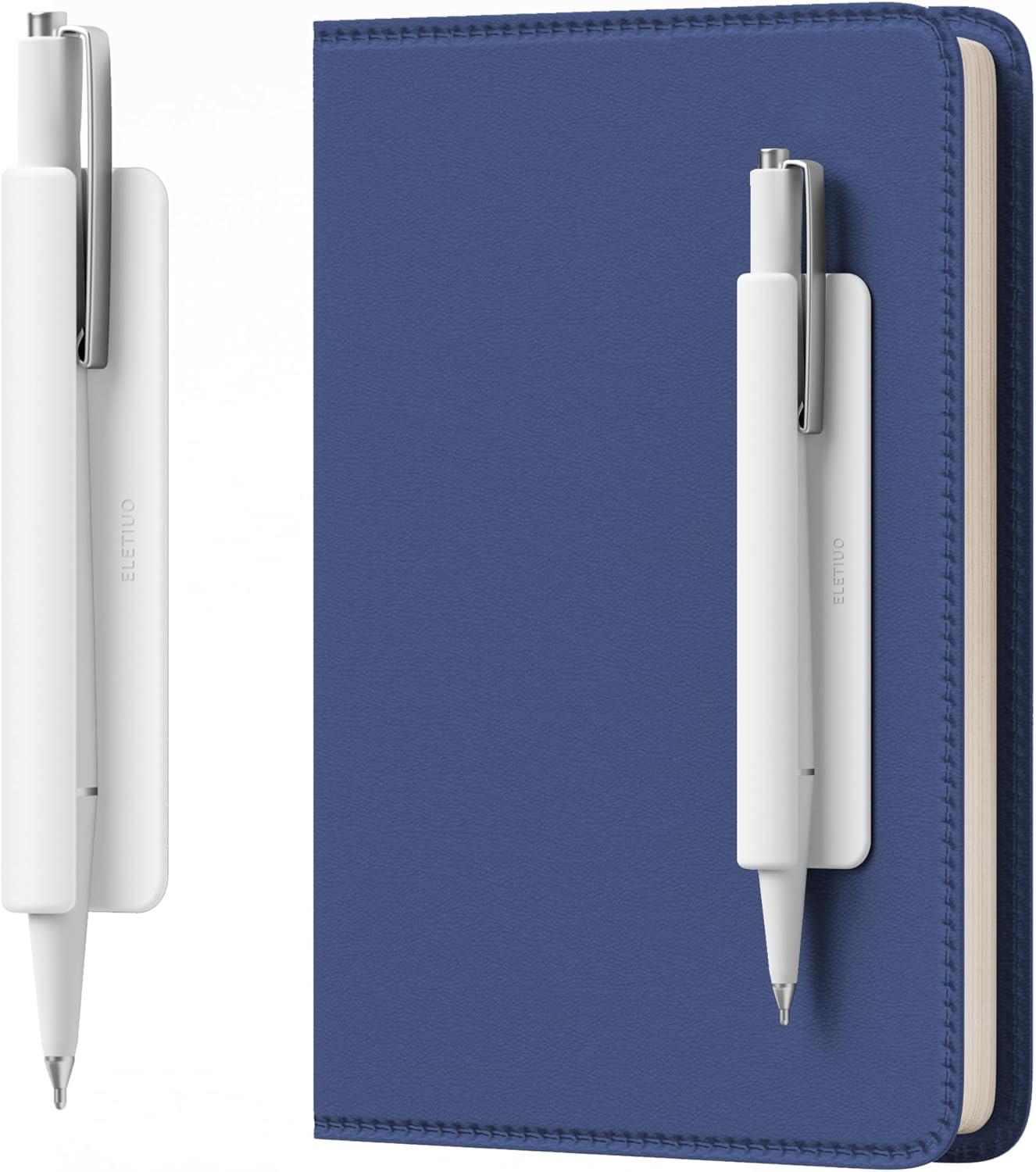 ELETIUO Pencil Holder For Most Pens,Pencils,Self-Adhesive Stick To Notebooks,Diary,Desks,Whiteboards Or Any Surface,Silicone Pen Holder For Home,Office And Desk Organization,White