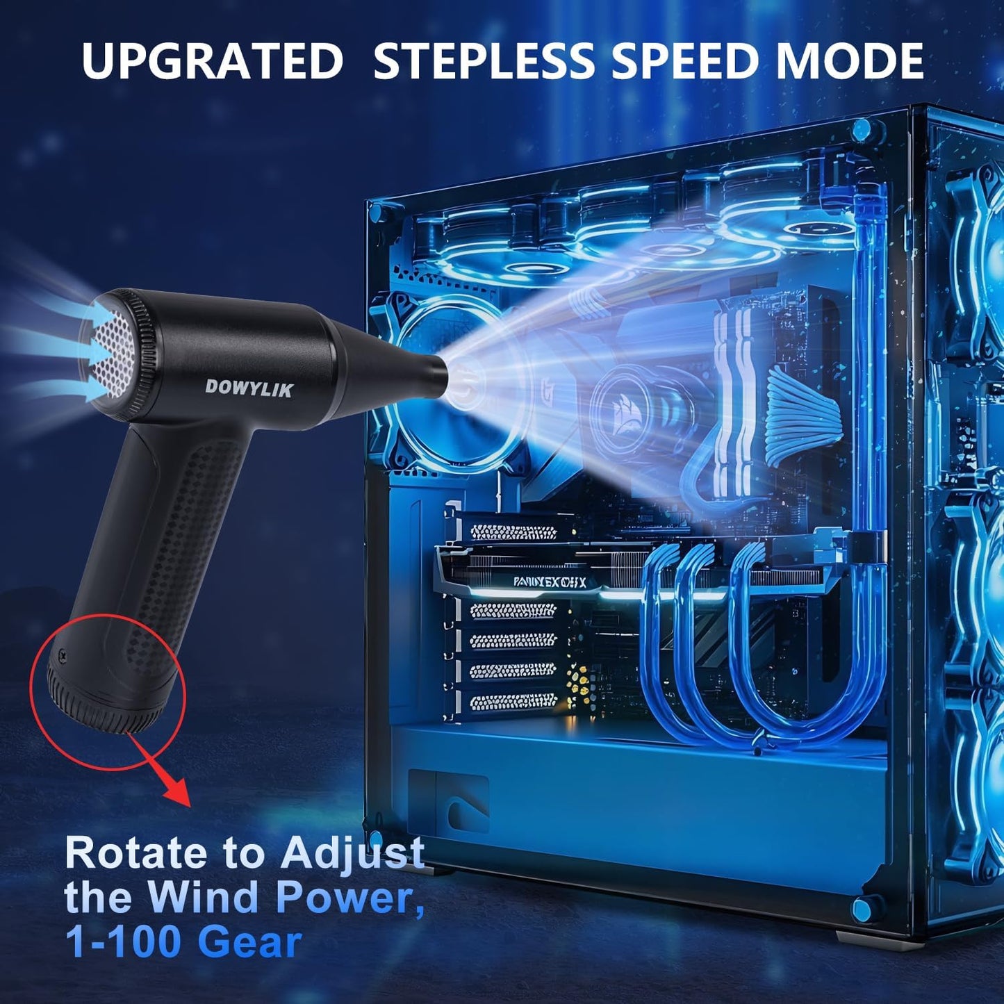 Compressed Air Duster - 150000RPM Brushless Motor, Mini Air Blower for PC Cleaning Kit, Canned Air Duster for Computers, Rechargeable & Portable Compressed Air for Electronics