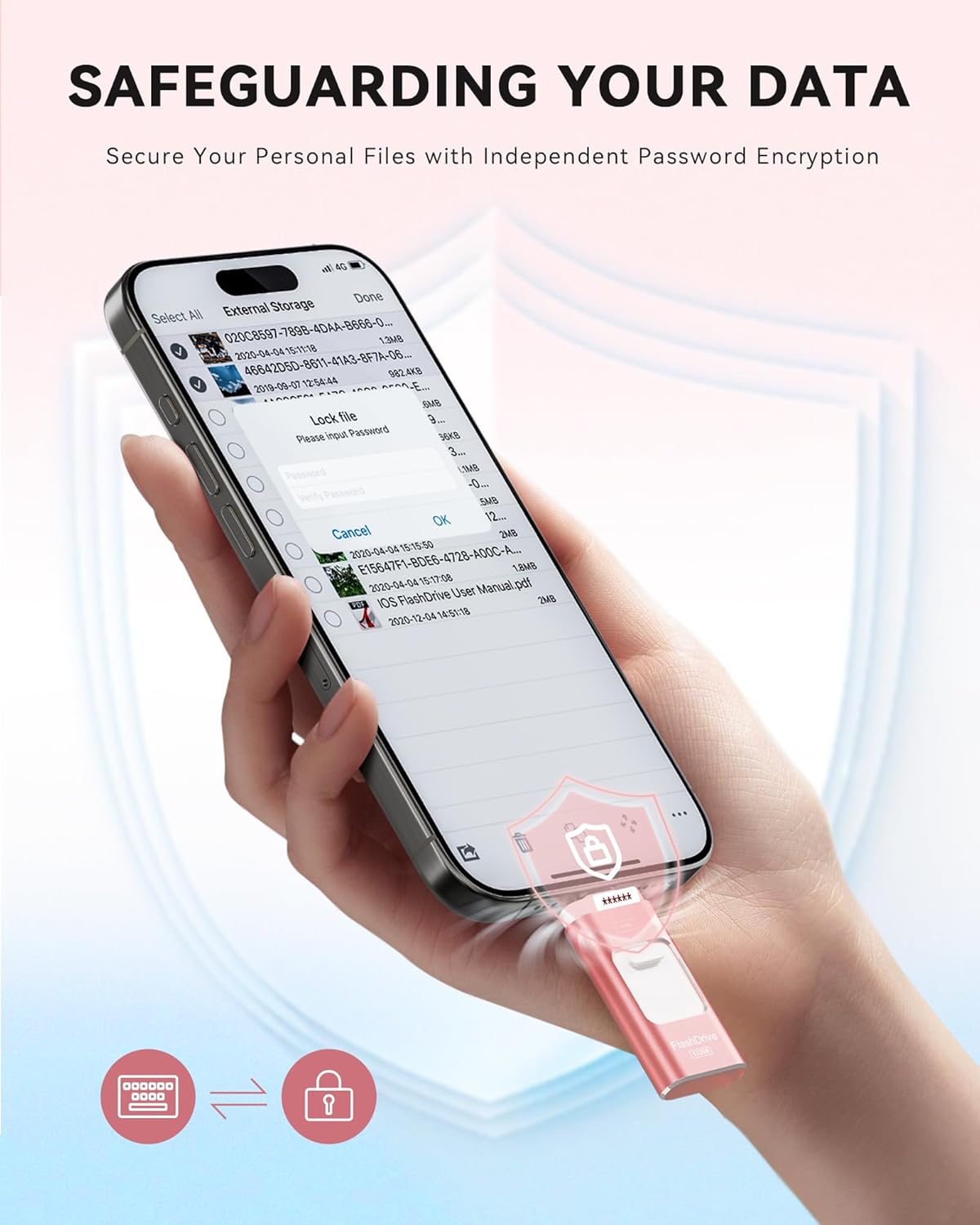 Apple MFi Certified 512GB Flash Drive for iPhone Thumb Drive Photo Stick, USB Memory Stick iPhone Flash Drive for Photos Videos, High Speed Jump Drive Compatible for iPhone/iPad/Android/PC (Pink)