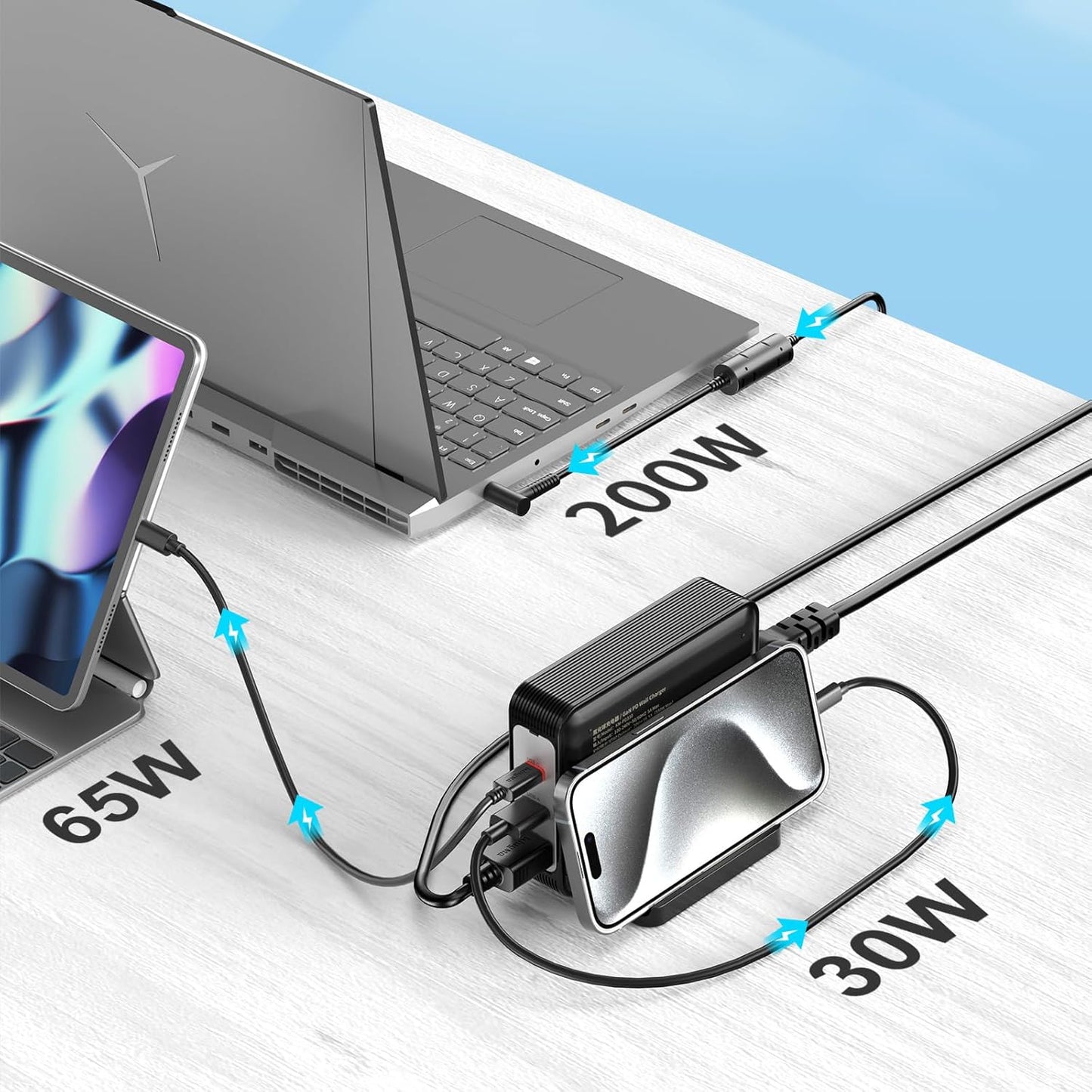 330W HP OMEN Gaming Laptop Charger for HP OMEN 15/16/17,Pavilion Gaming Laptop 16/15 3-Port PD 3.0 (20V/16.5A) GaN Fast Charging Station with 45-30mm Cable for Professional Engineering Laptops