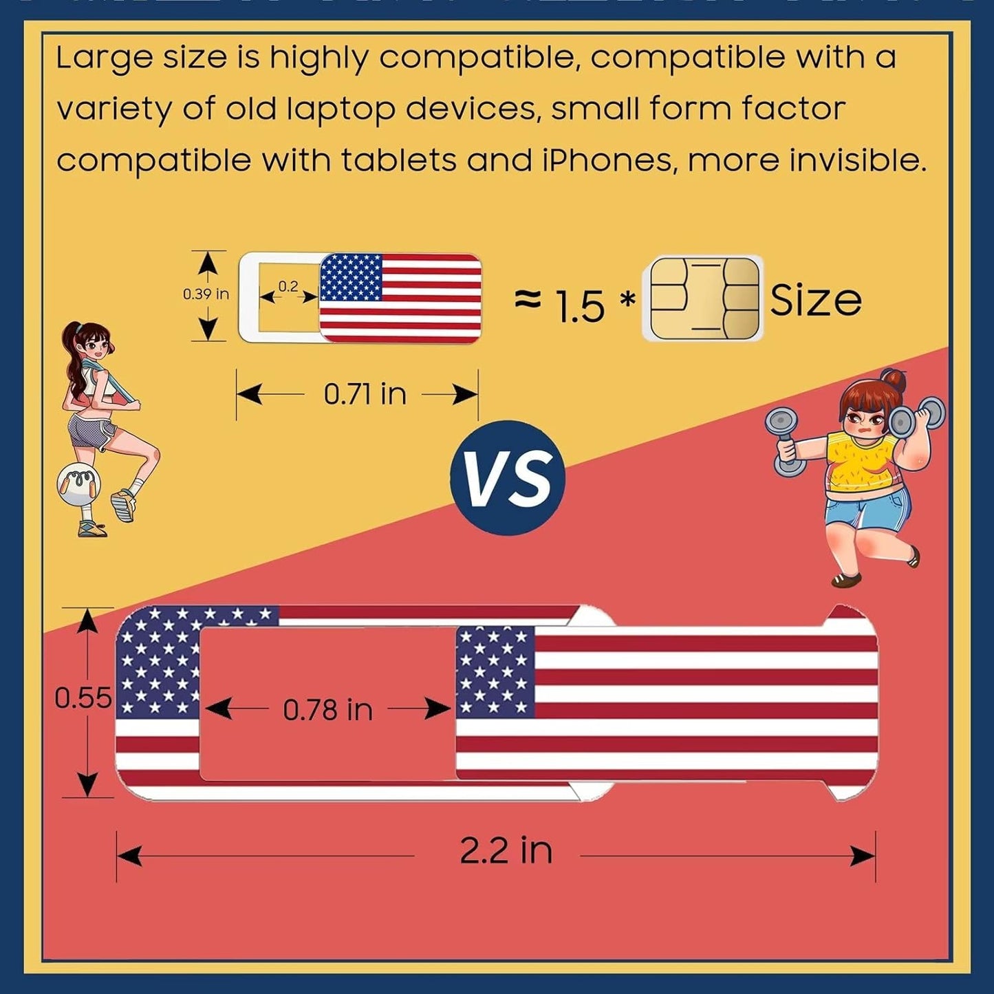 Laptop Camera Cover Slide, Webcam Cover Slide, Ultra-Thin, Nation Flag Pattern Design, 6 Pack