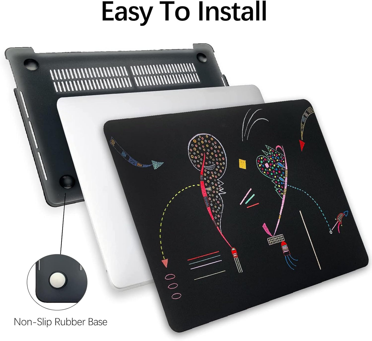 Berkin Arts Compatible with MacBook Air 13 inch Cover, 2022-2018 Release A2179/A2337 M1 with Touch ID with Keyboard Cover & Screen Protector Naive Art Illustrated (Two Sides by Kandinsky)