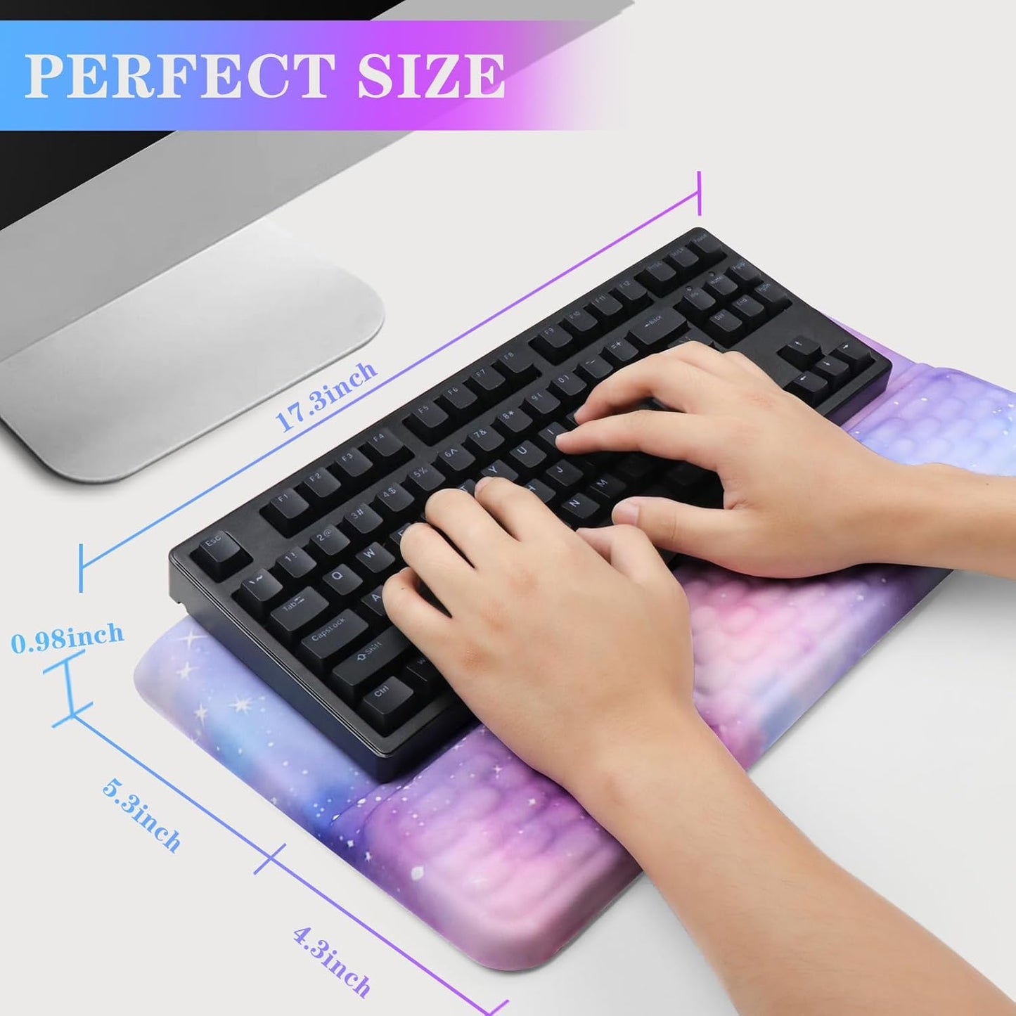 Computer Keyboard Stand with Wrist Rest, Ergonomic Tilted Keyboard Holder - Keyboard Riser with Wrist Pad - Keyboard Tray Support for Office Home -Colorful Stars