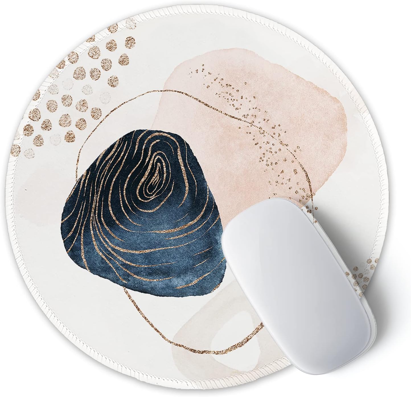 ITNRSIIET Round Mouse Pad with Stitched Edge Premium-Textured Waterproof Non-Slip Rubber Base Desktop Protection Mat Diameter 8.7 inches, Aesthetic Boho