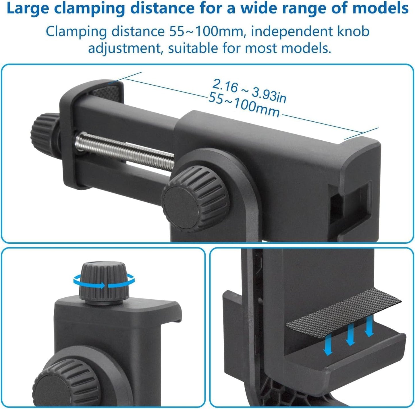 Suptig Phone Holder for Tripod, Action Camera Tripod Mount Adapter Compatible for iPhone, Gopro, DJI Action, Insta 360, Akaso, Mic, LED Light Photography Accessories