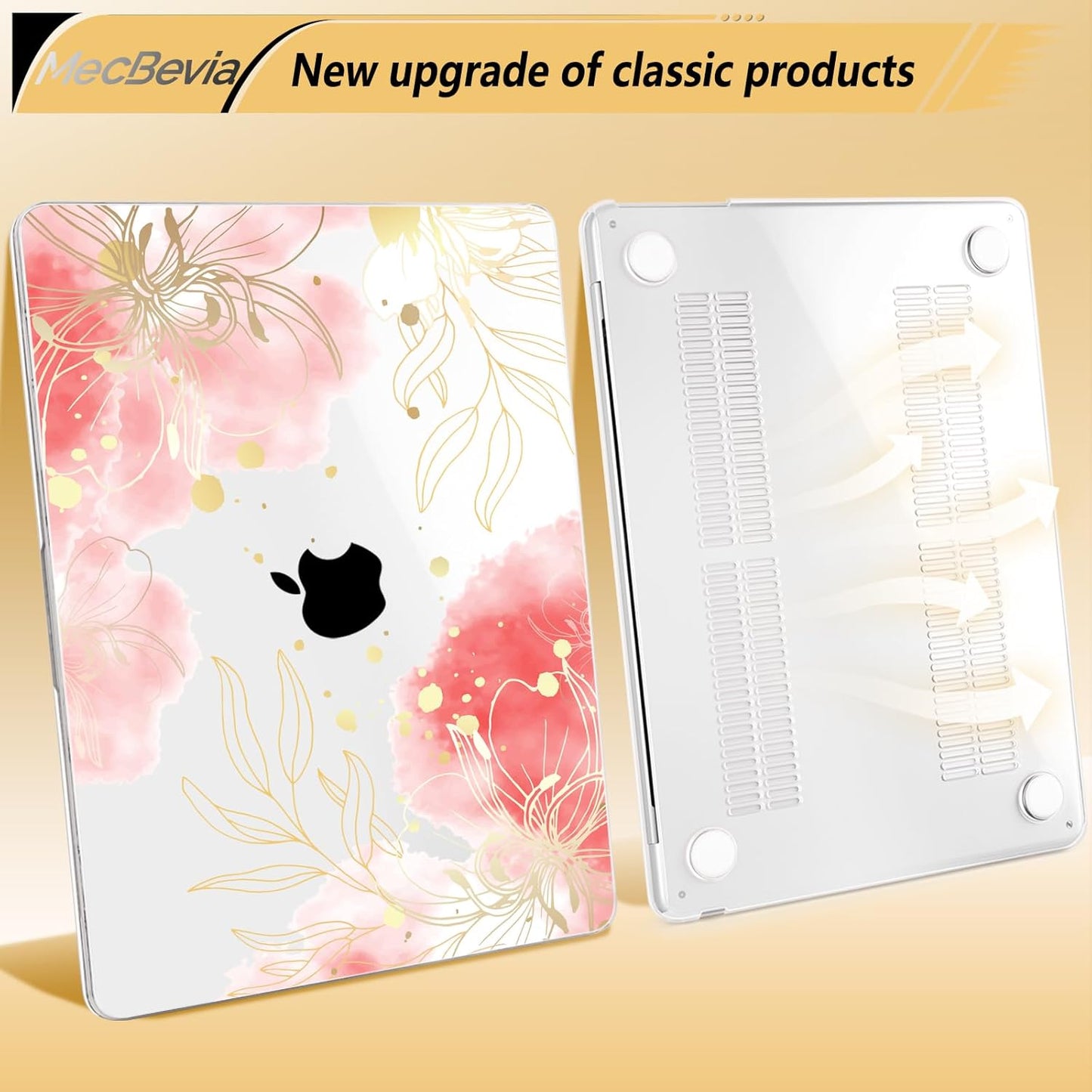 Compatible with MacBook Air 13.6 inch Case, M4 A3240/M3 A3113/M2 A2681 (Released 2025 to 2022), Hard Shell, Keyboard Cover, Screen Protector, Webcam Cover & Type-C Adapter, Vector Flower3