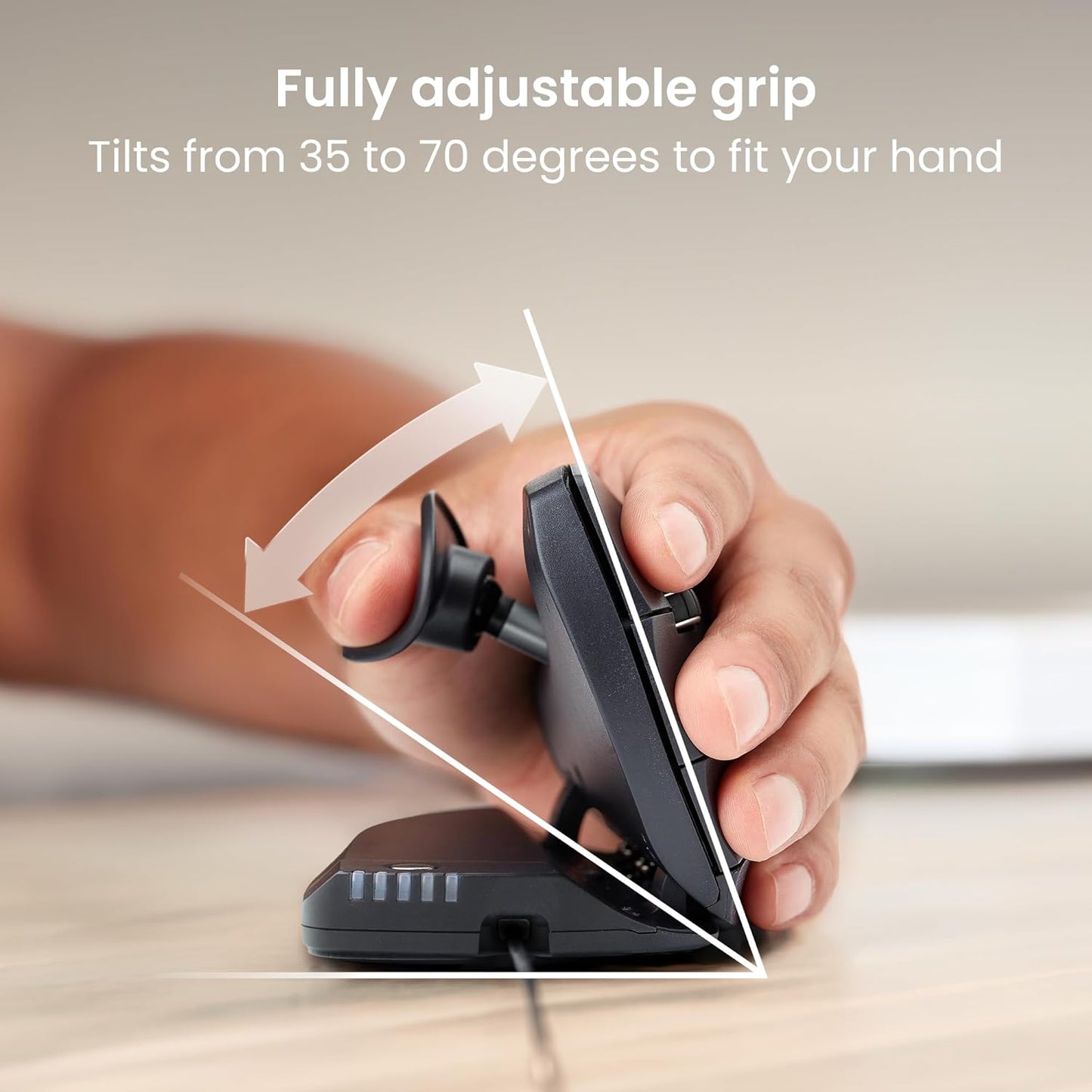 Contour Unimouse Ergonomic Vertical Mouse for Left Hand – Adjustable 35°-70° Angle, Customizable Thumb Rest, Wired, 6 Programmable Buttons, All Day Comfort and Pain Relief