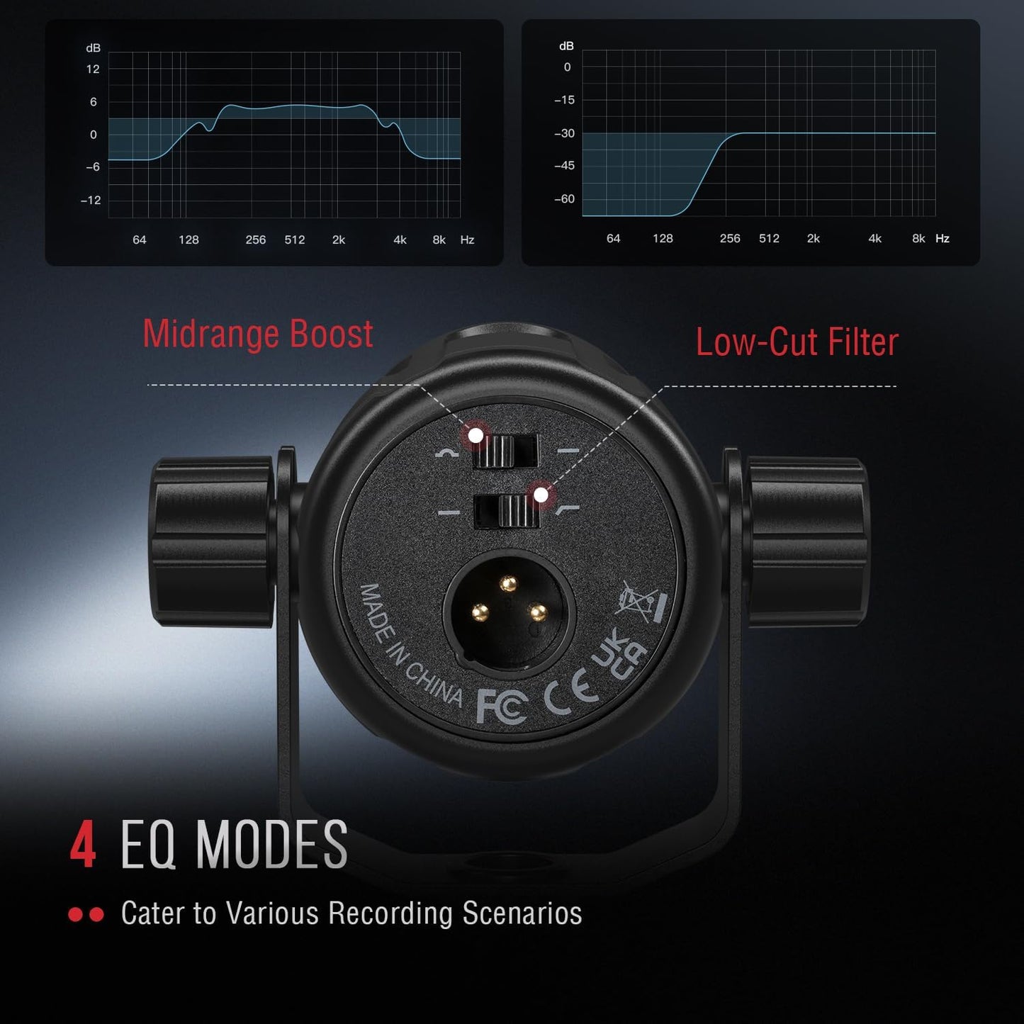 FIFINE XLR Dynamic Microphone, Studio Vocal Mic for Recording, All Metal XLR Podcast Microphone with Mid-Boost, Low-Cut Filter for Voice-Over, Compatible with Mixer/Audio Interface-AmpliTank TANK1