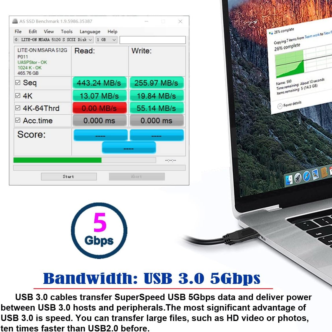 chenyang USB 3.0 to eSATA Adapter 6Gbps for Hard Disk, USB 3.0 to eSATA External SATA Convertor Power eSATA 6Gb/s to USB 3.0 Adapter eSATA Plus USB 3.0 Adapter