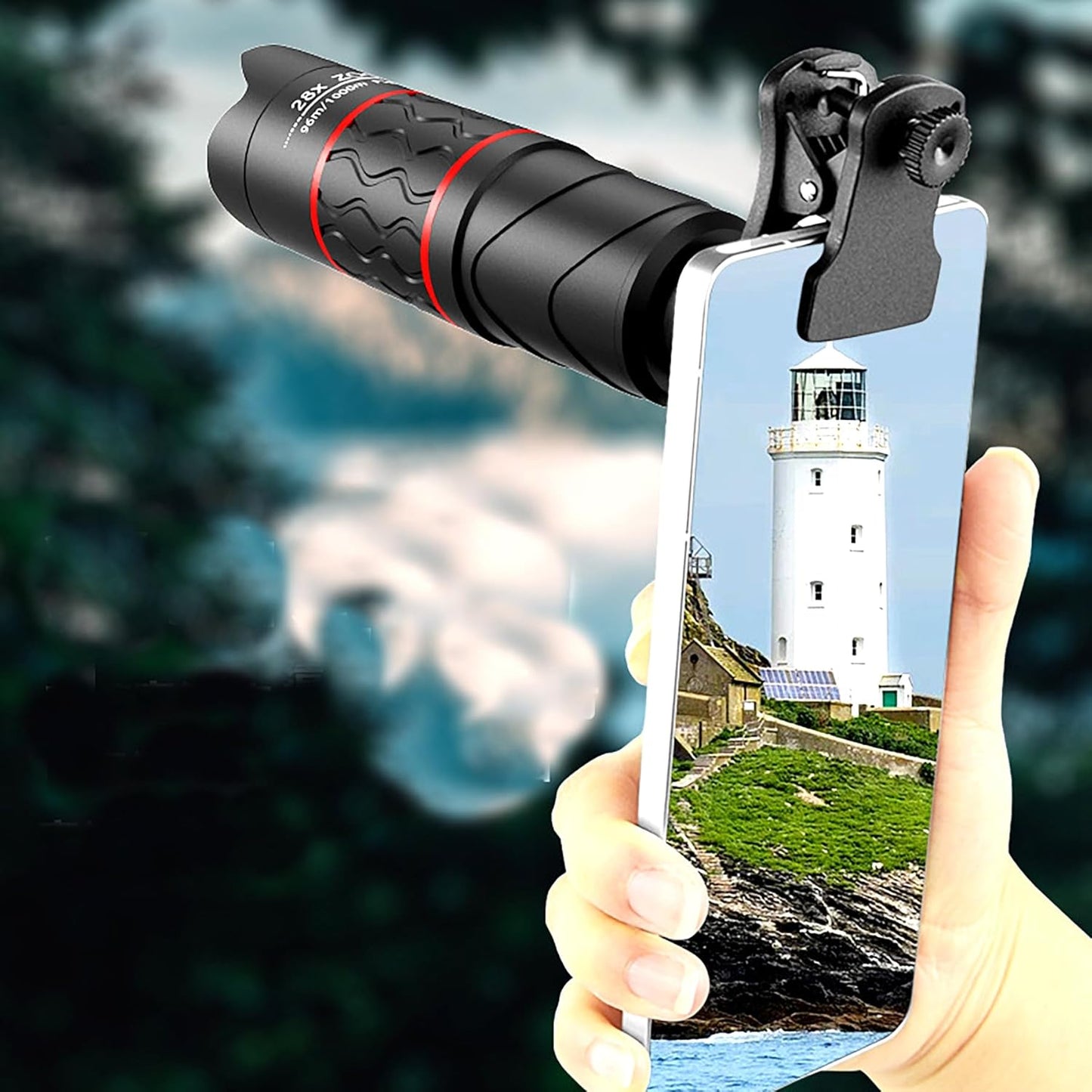 28X Telephoto Lens with Tripod for iPhone Android Phones, 2-in-1 Mobile Phone Camera Lens Kit with Universal Clip, HD Magnifier for Smartphone Photography - Compatible with All Smartphones