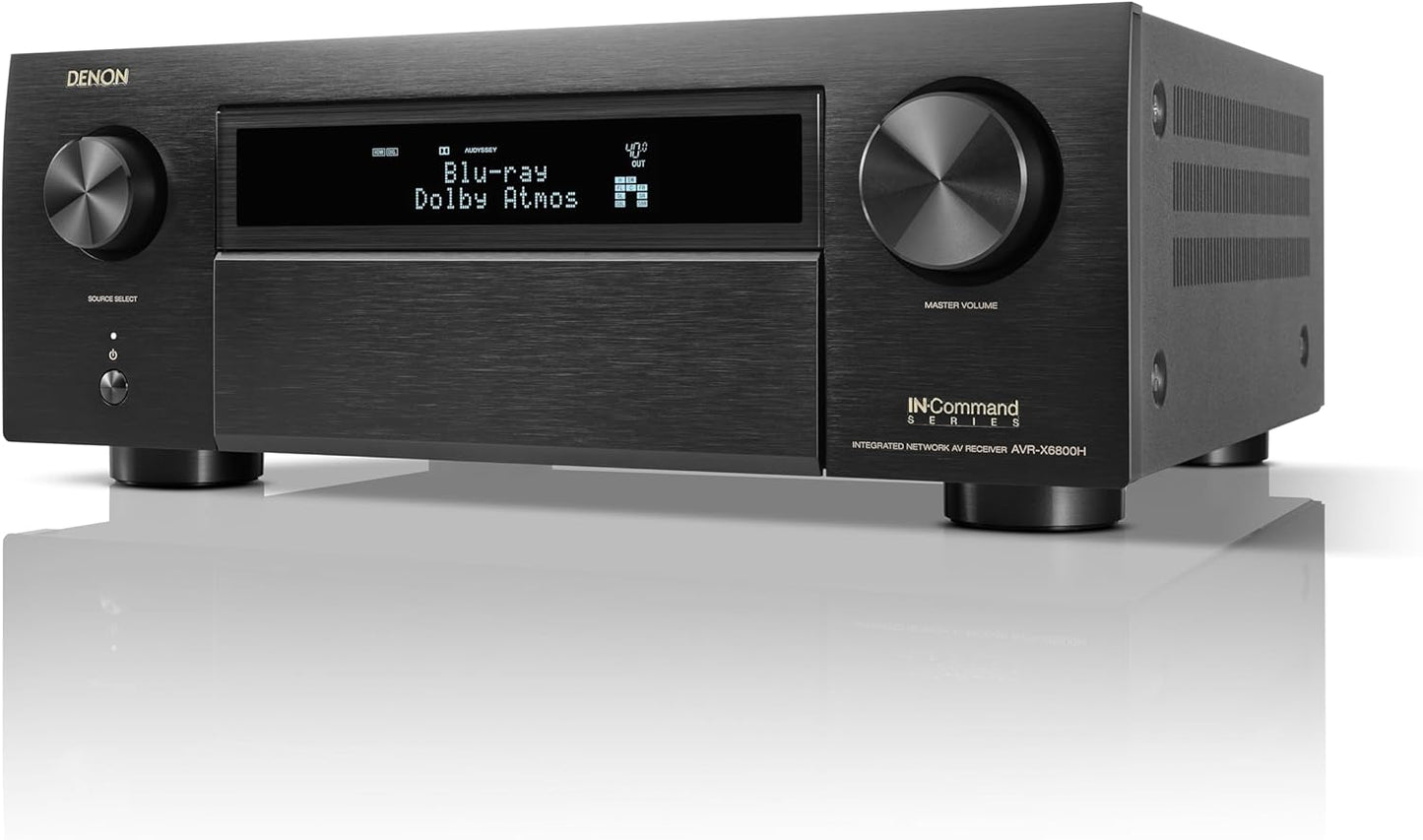 Denon AVR-X6800H 11.4 Channel 8K Receiver with 3D Audio and Dolby Atmos with a 1 Year Amber Protection Extension (2023), Black