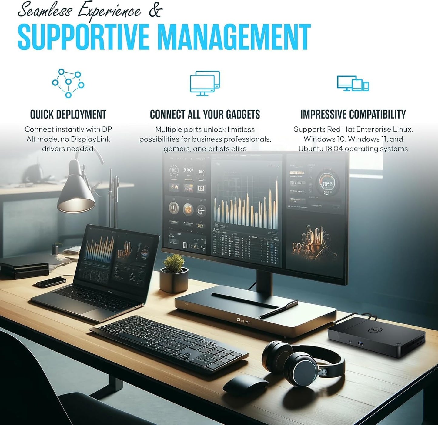 WD19S Dell Docking Station USB-C Dual Monitor with 130W Supply & HDMI Cable (Renewed)