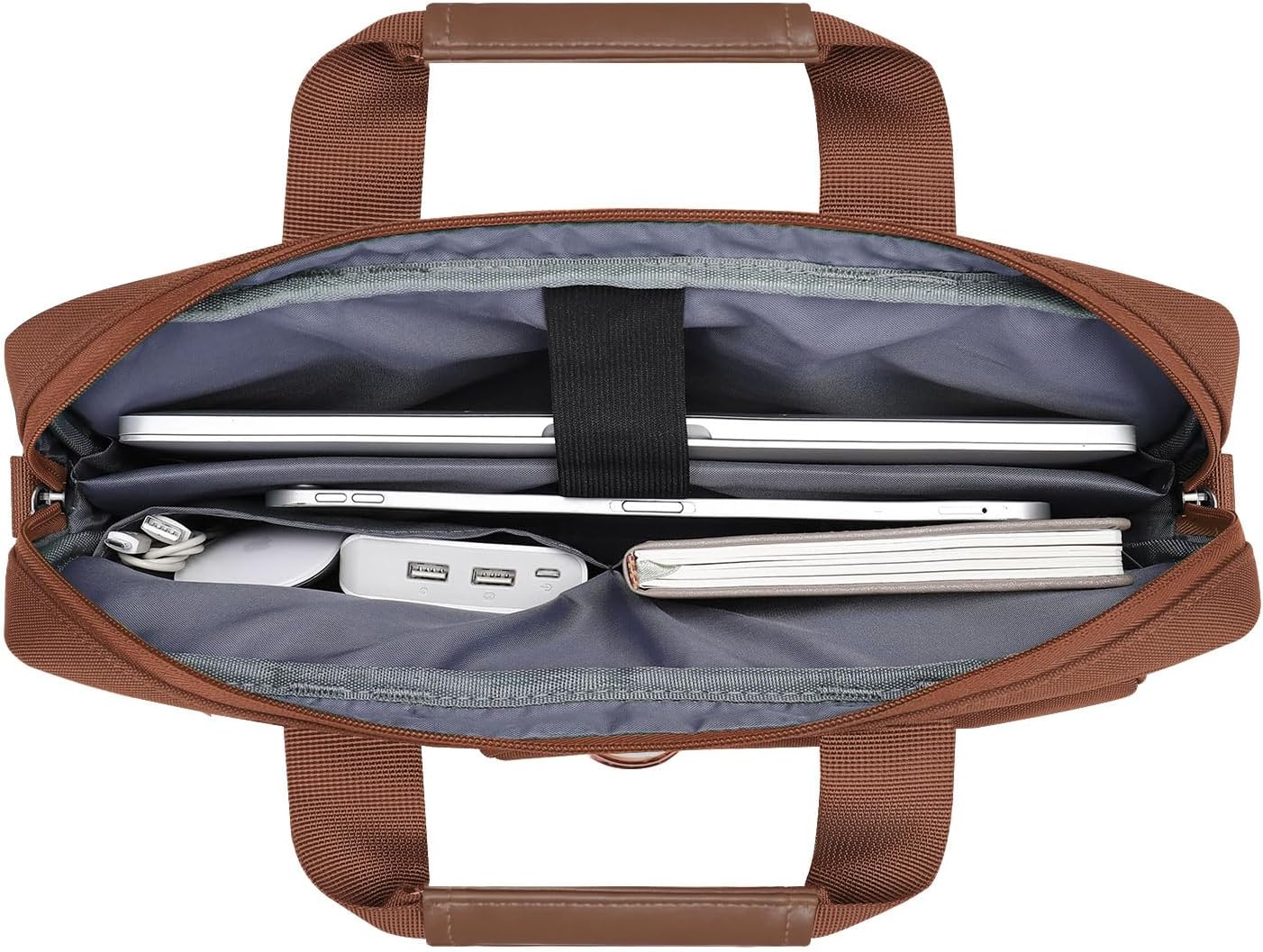 MOSISO Laptop Shoulder Bag, Computer Bag with 2 Raised&1 Flapover&1 Horizontal Pocket&Handle&Belt