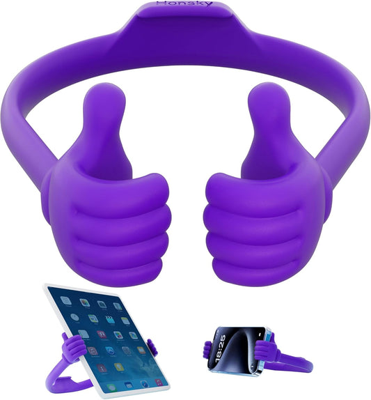 Honsky Thumbs Up Tablet Stand, Portable Monitor Stand Holder for Desktop, Universal Cute Purple