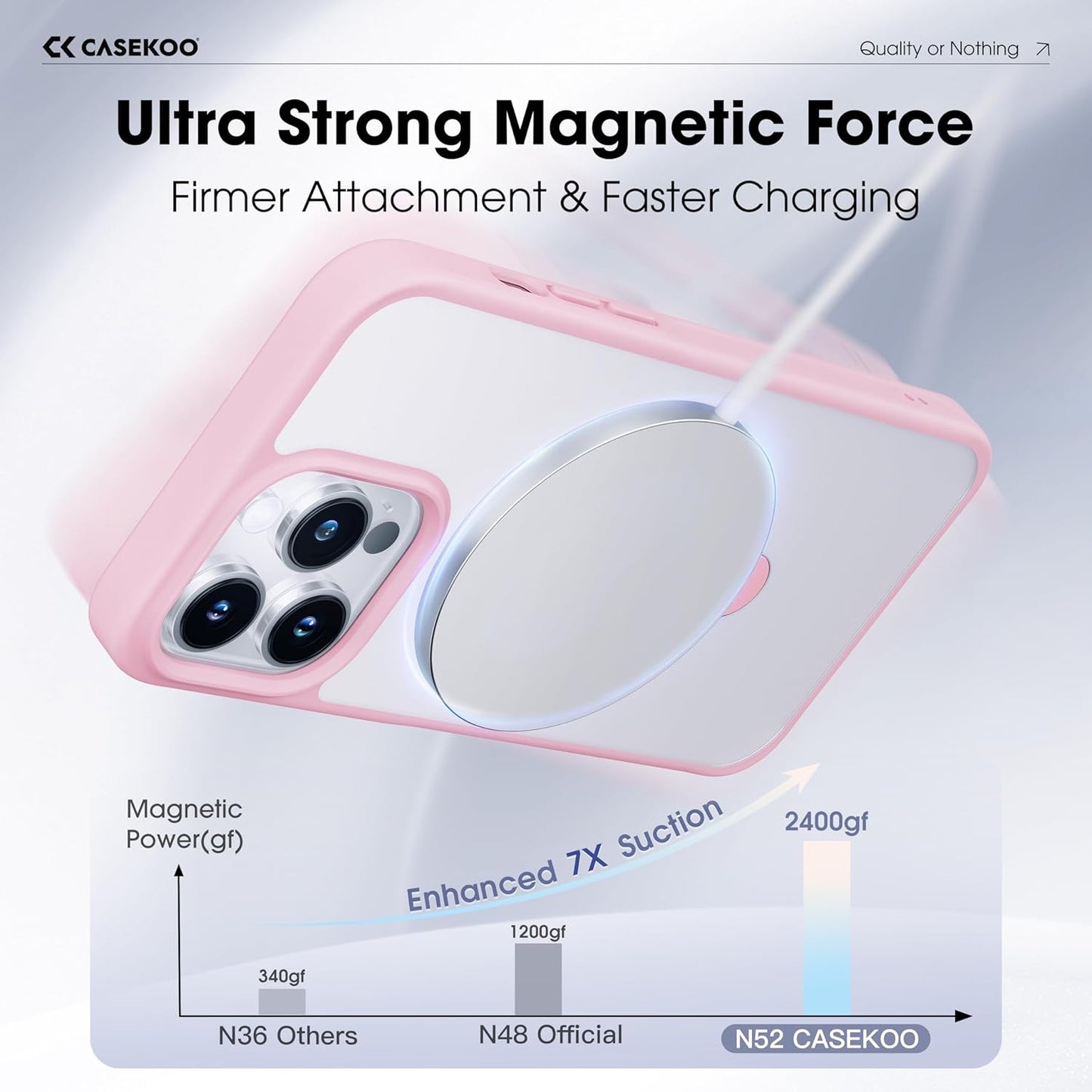 CASEKOO Designed for iPhone 16 Pro Case with Magnetic Invisible Stand [Military Drop Protection] [Compatible with MagSafe] Shockproof Translucent Matte Slim Phone Cover 6.1", Pink