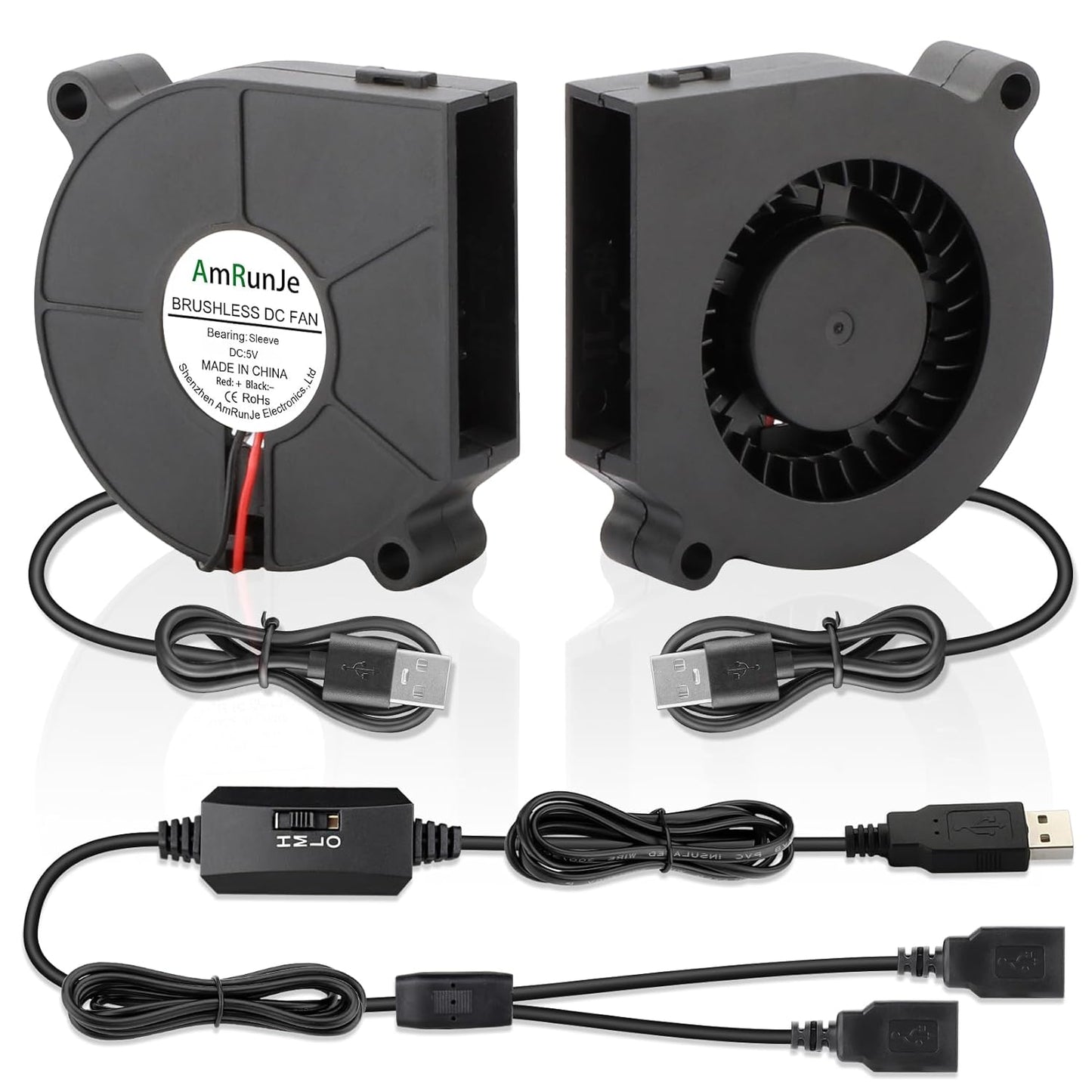 60mm x15mm 2 Pack Small USB Blower Fan 5V with 3 Degree Speed Brushless DC Squirrel Cage Fan for Cooling Xbox Computer Cosplay Costume Helmet PC Receiver