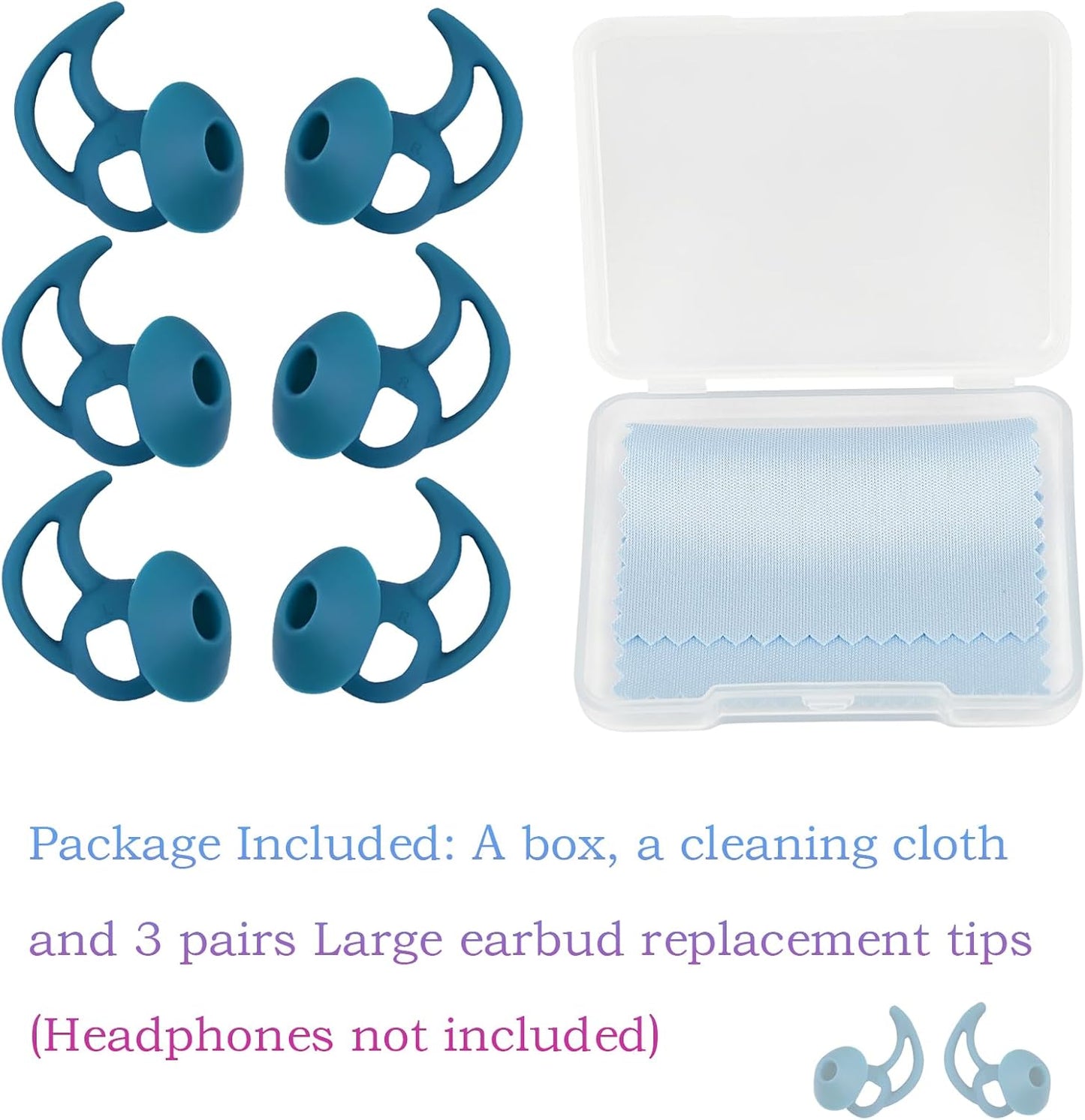 Earbud Covers Silicone Tips Replacement Earbud Tips Compatible with Bose Quietcomfort and Sport Headphone Eartips Ear Bud Tips Large 3 Pairs