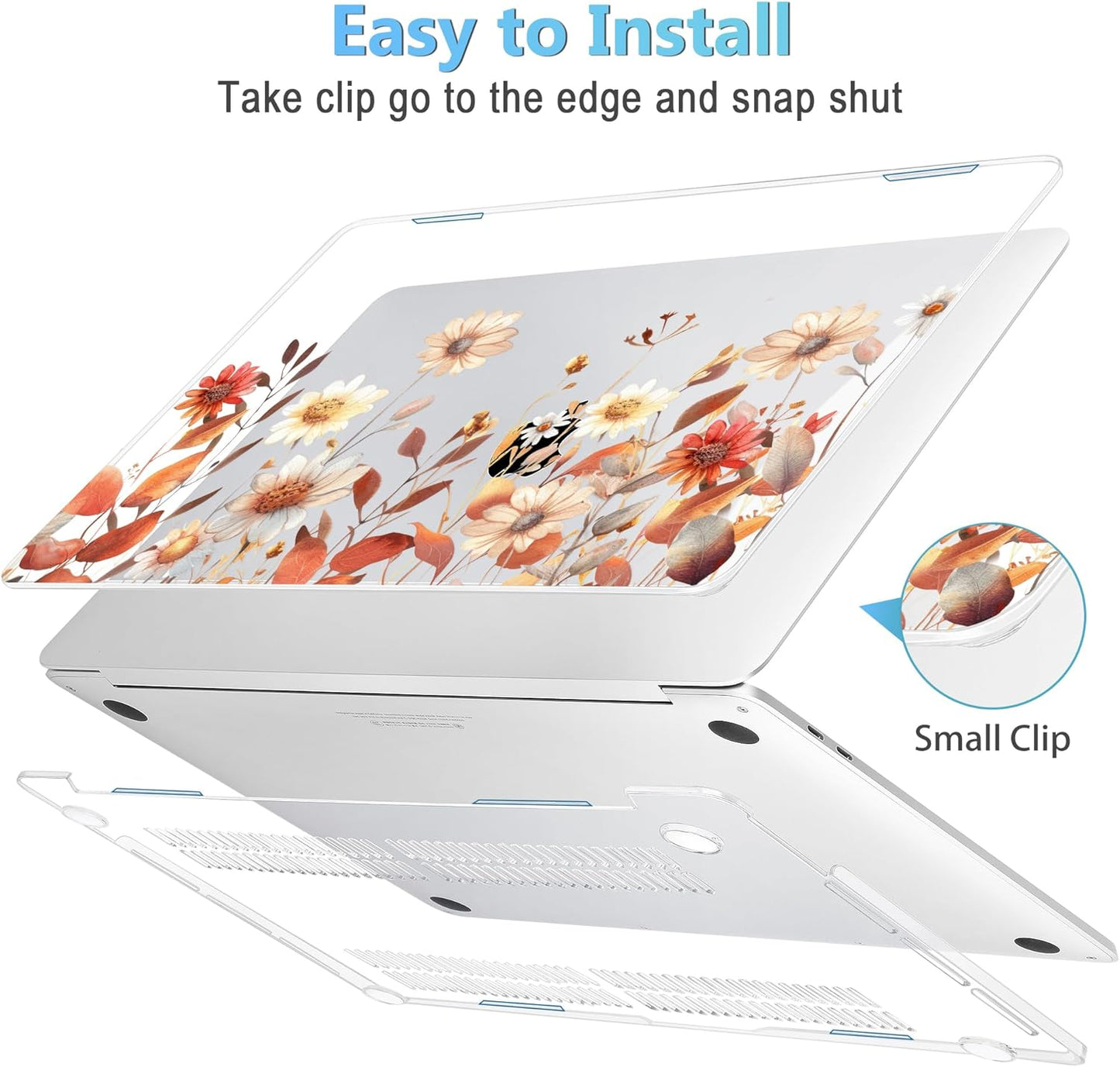 Mektron Case for MacBook Pro 16 Inch A2141 Cover 2019 Release 16" with Liquid Retina Display/Touch ID, Plastic Hard Shell with Keyboard Skin & Screen Protector & Dust Plug, Autumn Floral