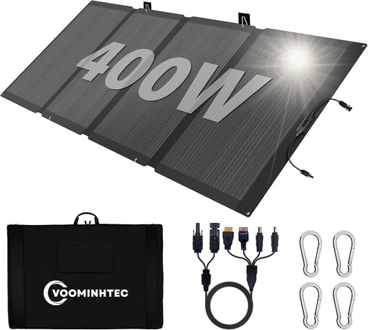 400W 42V ETFE Portable Solar Panel, IP68 Waterproof Foldable 24% High Conversion, Ultra-Light Solar Charger for Power Station RV Camping Off Grid