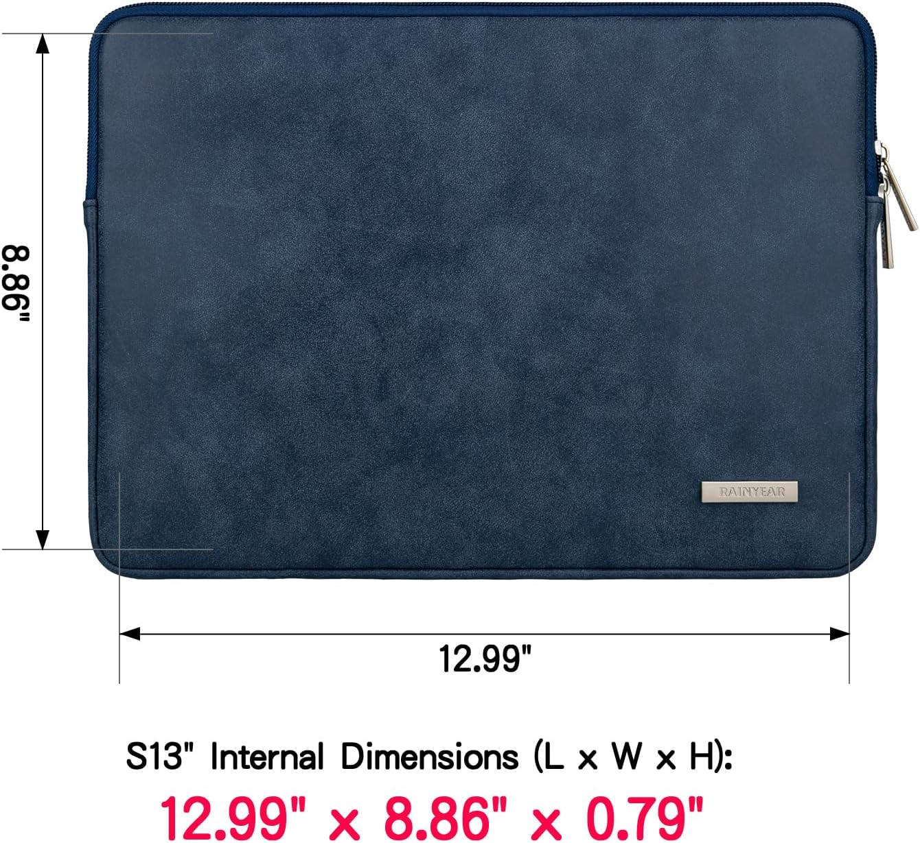 RAINYEAR 13 Inch Laptop Sleeve PU Suede Leather Case Water Resistant Cover Carrying Bag Compatible with 13.3" MacBook Air/Pro A3113 A3240 A2338 A2681 A2337 A2159 A2179 A2251 A2289(Deep Blue)