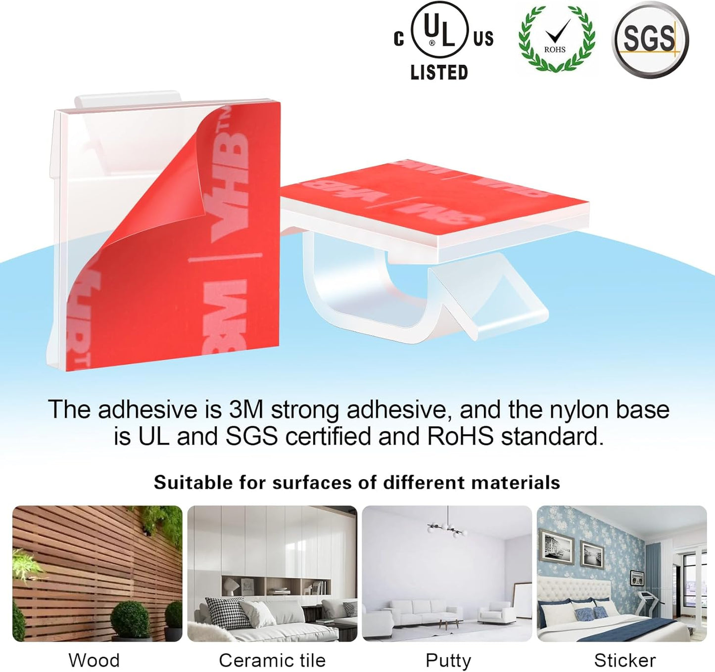 60 PCS XHF 5/8” Adhesive Cable Wire Clips Clear, Cable Staples Outdoor Cable Management Wire Organizer Cord Holder for Under Desk, Car, Wall, TV PC Ethernet Cable