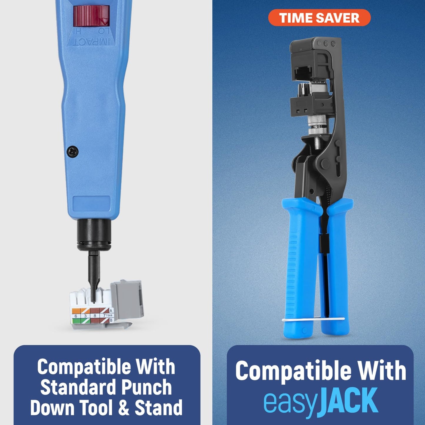 Everest 90° Angled RJ45 Cat6 Keystone Jacks 20-Pack in Gray - Slim Profile Female RJ45 Connectors - Cat 6 Keystone Jack - Compatible with 90° Angled Speed Termination Tool - easyJACK (B094WB91H3)