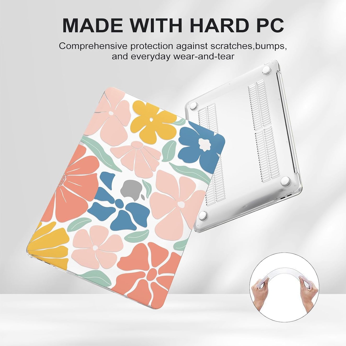 iCasso Compatible with MacBook Air 13 inch Case 2020-2018 Release M1 A2337 A2179 A1932, Cute Flower Protective Hard Shell Case +Keyboard Cover + Screen Protector,Colorful Flower