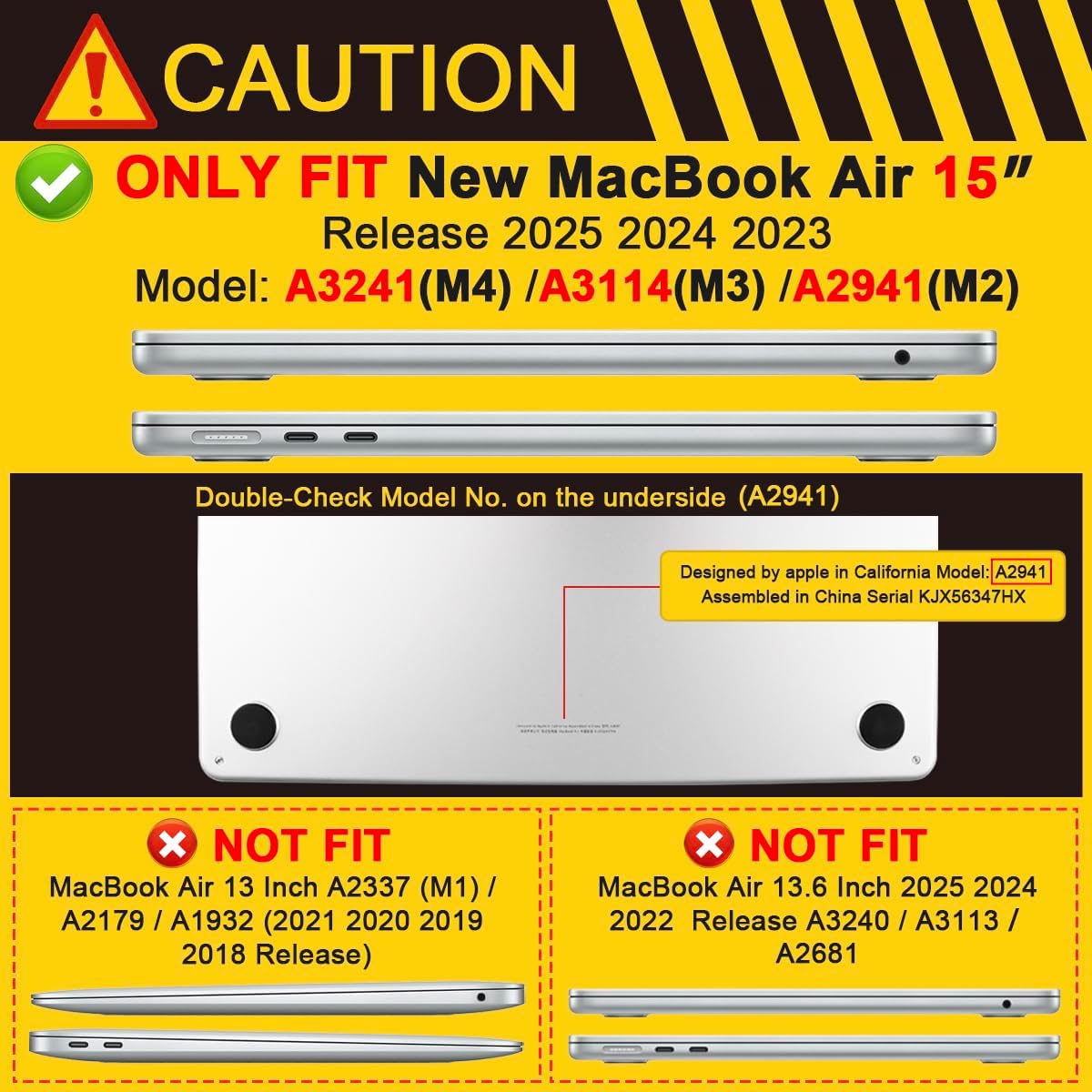 Batianda Premium Case for New MacBook Air 15 inch 2025 2024 2023 with M4 M3 M2 Chip, Floral Designed Protective Plastic Hardshell & Keyboard Cover & Screen Protector, Cute White Flower