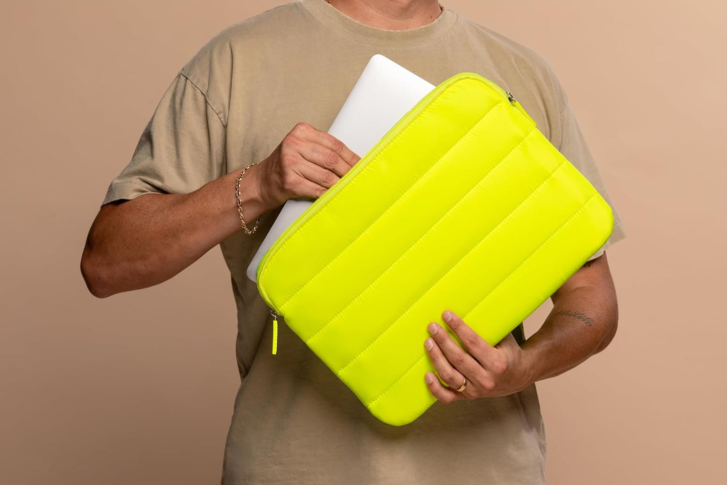 ANECDOTE Laptop Case 15-16 Inch – A Perfect Laptop Sleeve - Compatible with MacBook Air/Pro 15 inch M3 M2 M1 Chip Pro Max 2023-2021 – Fits Well, Made of 100% Nylon with Aesthetic Design (Neon Yellow)