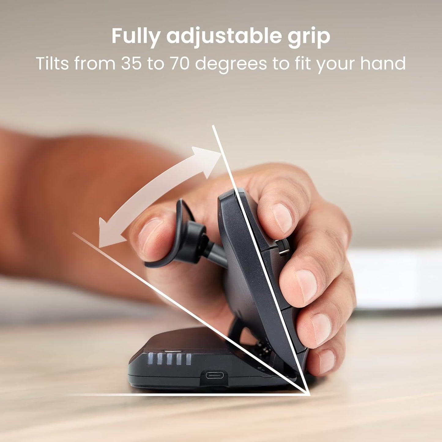 Contour Unimouse Ergonomic Vertical Mouse for Left Hand – Adjustable 35°-70° Angle, Customizable Thumb Rest, Rechargeable Battery, 6 Programmable Buttons, All Day Comfort and Pain Relief