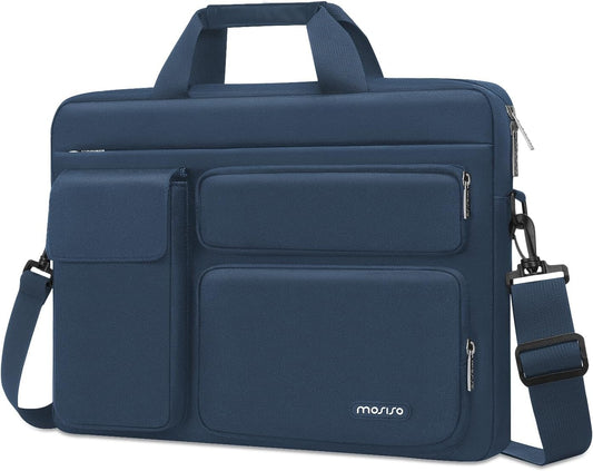 MOSISO Laptop Shoulder Bag, Computer Bag with 2 Raised&1 Flapover&1 Horizontal Pocket&Handle&Belt