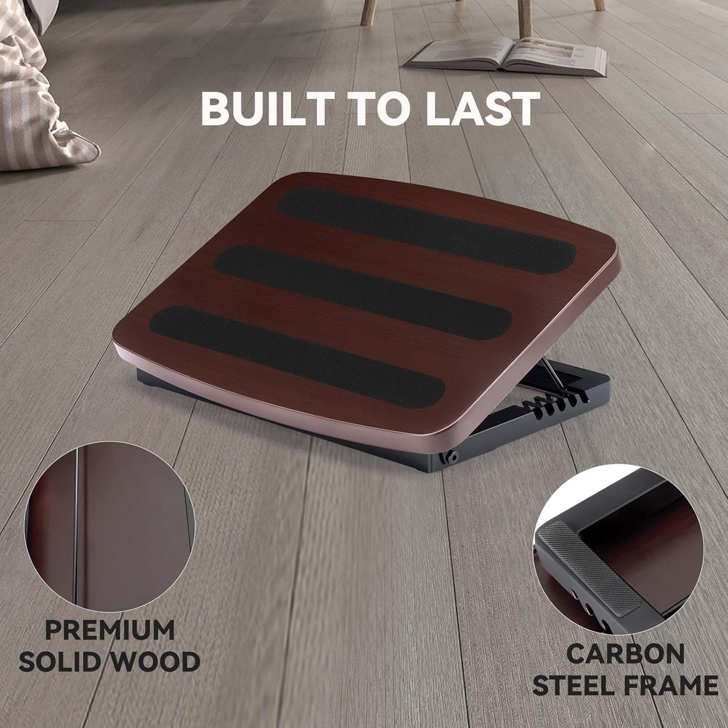 Adjustable Foot Rest for Under Desk at Work,Ergonomic Foot Stool Under Desk for Office with 6 Angles,Wooden Footrest Suitable for Home,Office