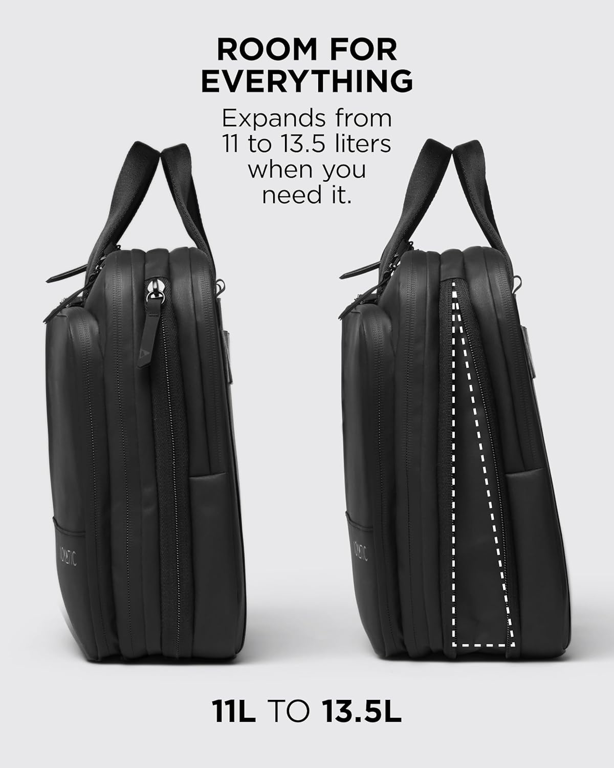 NOMATIC Laptop Bag: Slim Messenger Bag with RFID Pocket, Tech Organizer, Water-Resistant Zippers - 11-13.5L Expansion Design & Laptop Compartment for Work, Travel, or Daily Commute