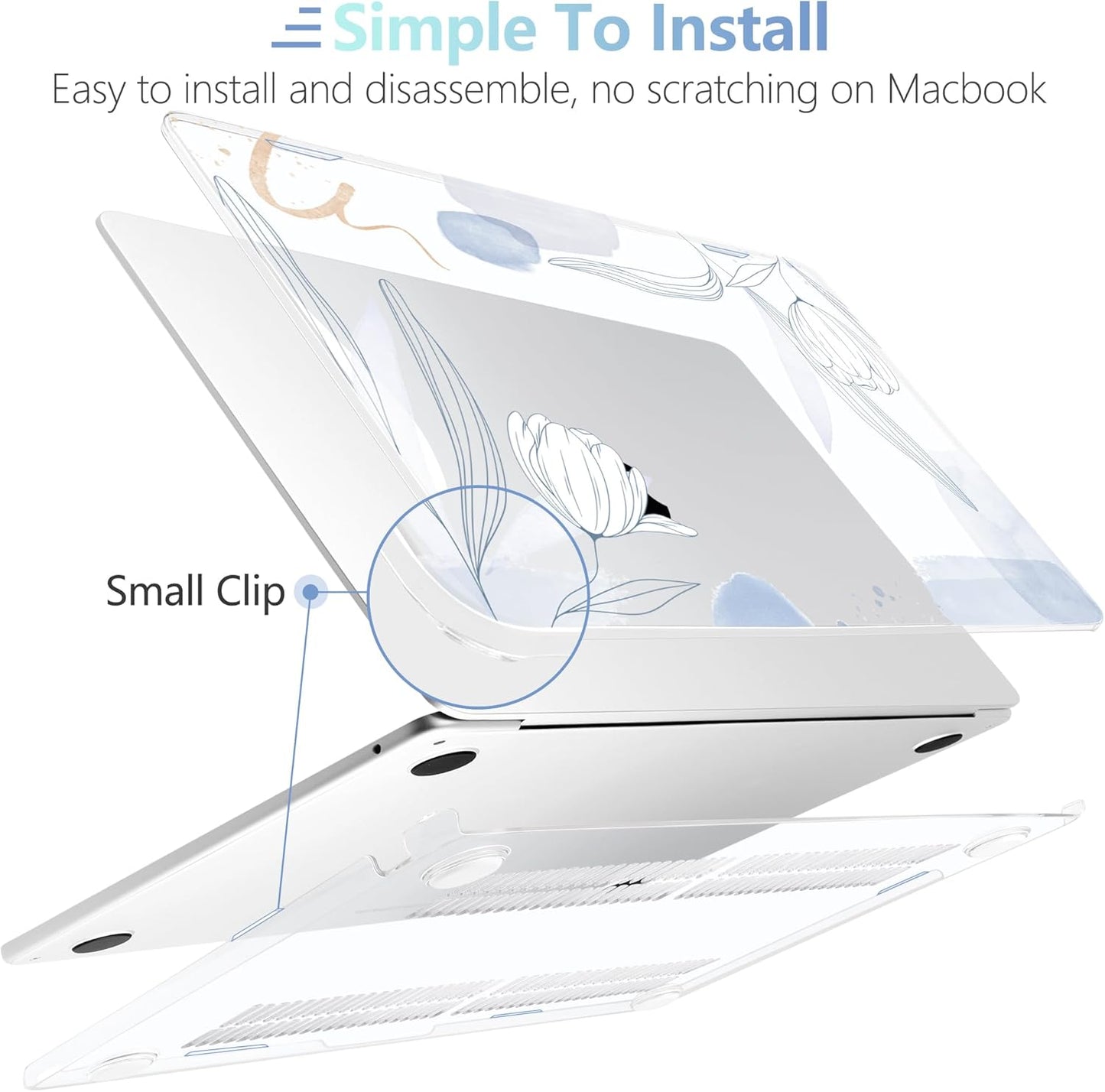 MEEgoodo for M4/M3/M2 MacBook Air 15.3 inch Case 2025 2024 2023, Case Fit Model (A3241/A3114/A2941) for MacBook Air 15 inch, Laptop Hard Shell with Keyboard Cover, Floral 33