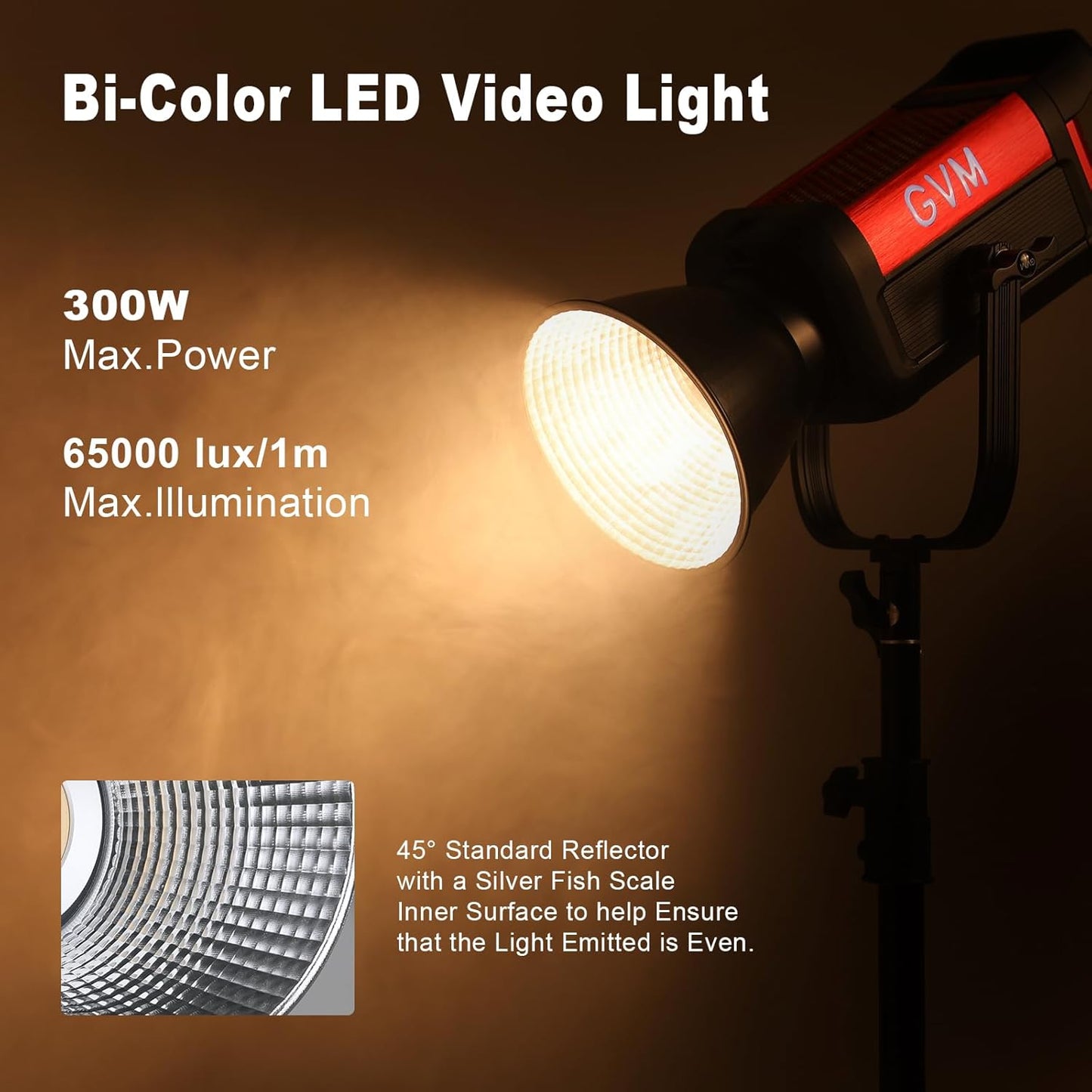 GVM LED Video Light Kit 65000Lux/m, 300W Studio Lights with Lantern Softbox, Dimmable 2700-6800K Video Lighting with Bowens Mount, Photography Lighting for Video Recording CRI 97+ 12 Effects