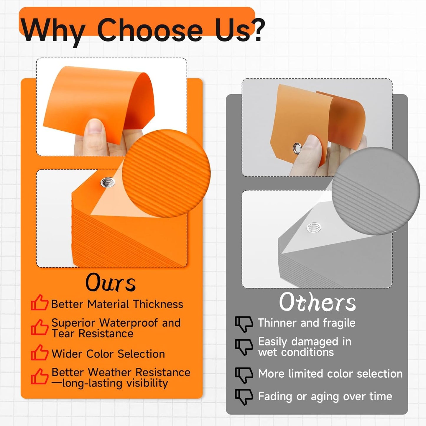 AmazonBasics 100pc Plastic Shipping Tags - BrieFcase Wires, Blank with Reinforcement Hole, Orange, 6 1/4" x 3 1/8" Durable Waterproof Hang Tags